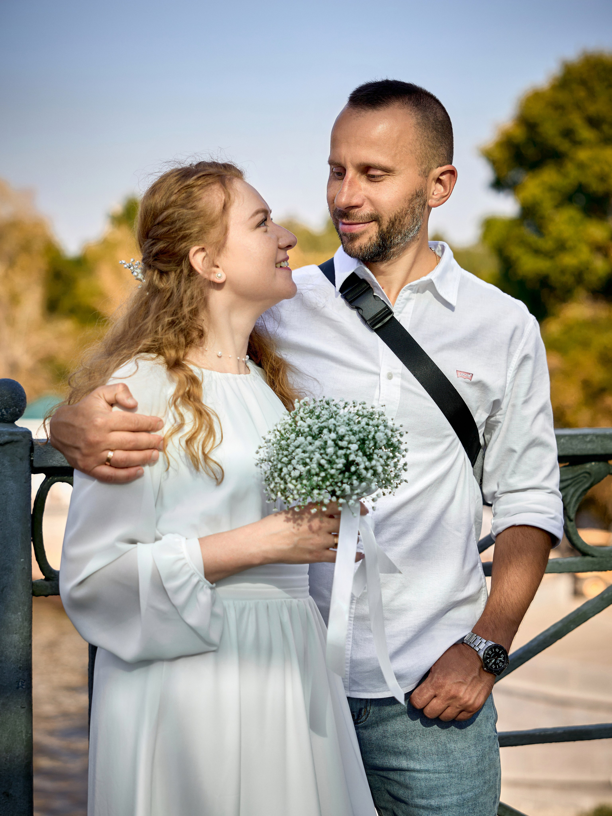 Свадебная прогулка в парке Горького в Москве