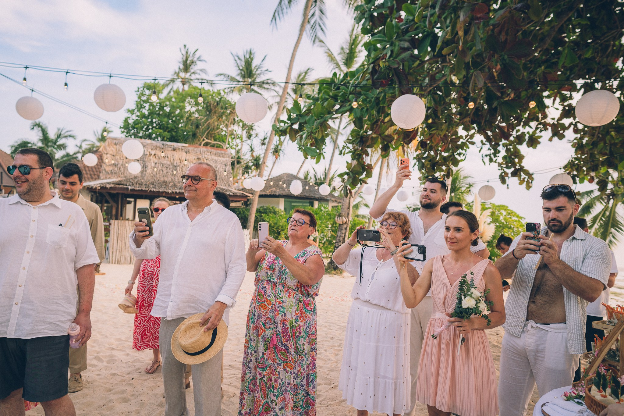 Sunset Beach Wedding with Guests in Koh Samui