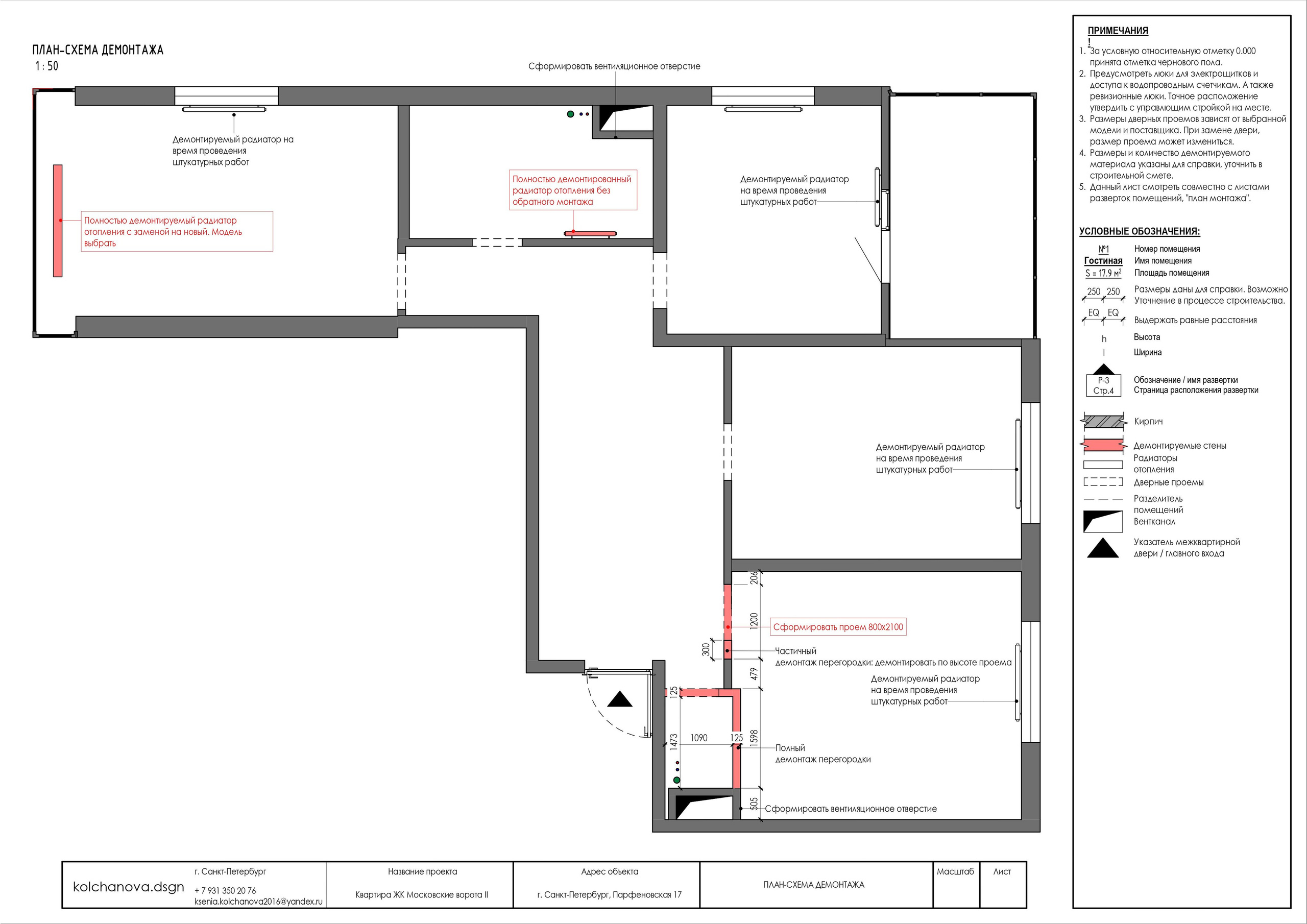 Пример рабочей документации. Дизайнер интерьера | kolchanova.dsgn