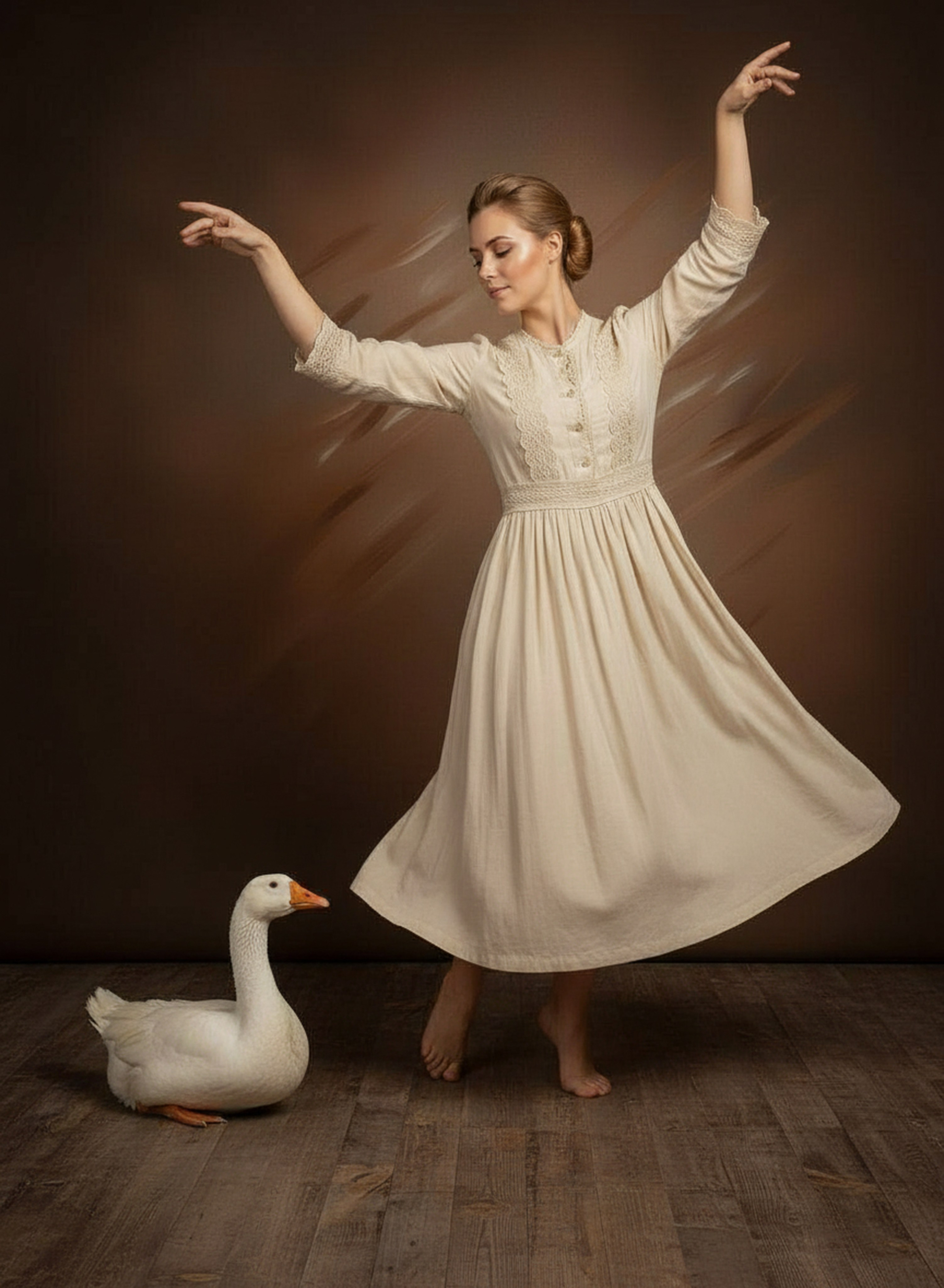 Художественная фотосессия с гусём. Фотограф и видеограф Москва. Свадебный фотограф, видеограф. Выпускные альбомы. Оживающие альбомы