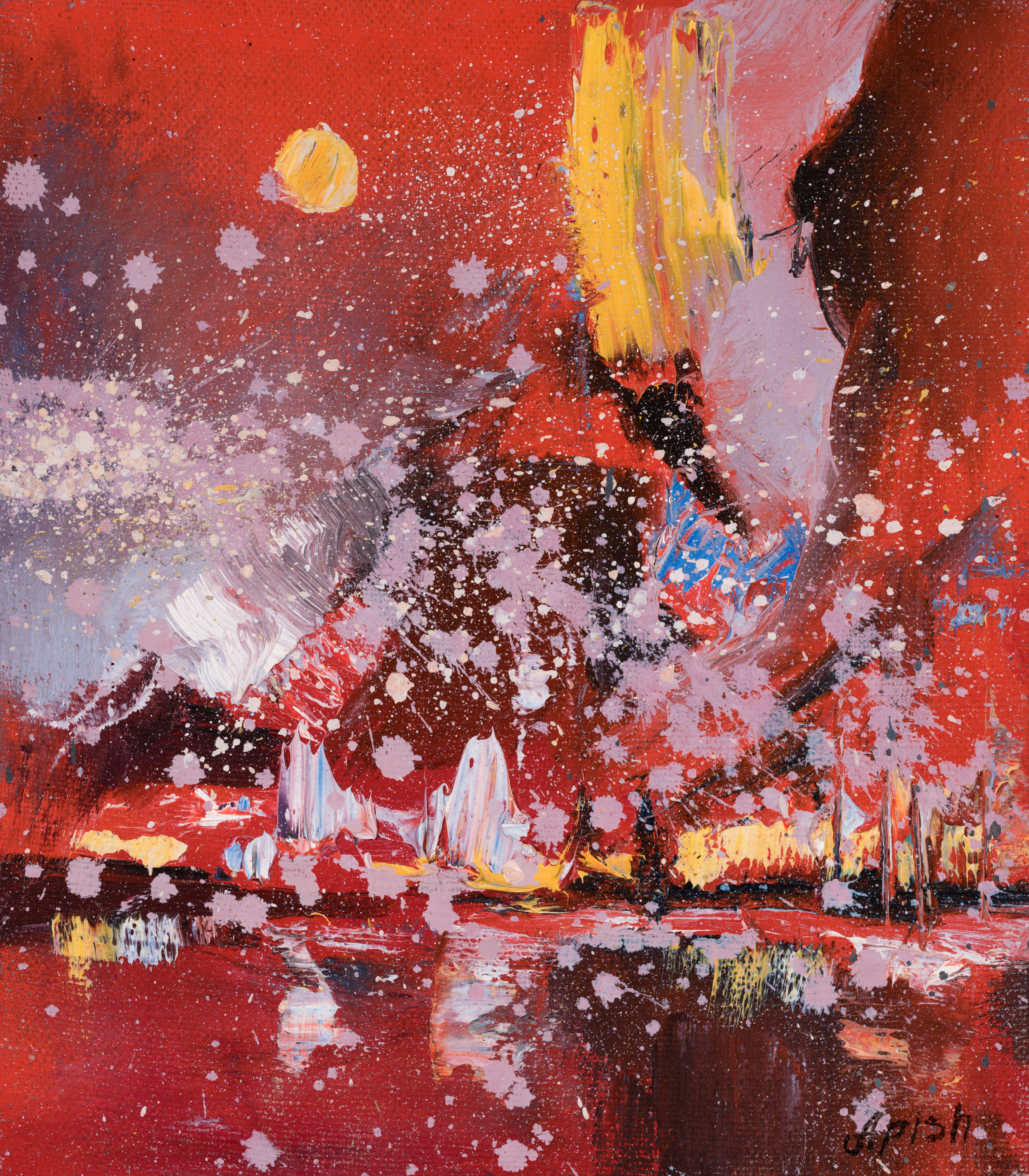 «Красный бриз» - художник Алексей Апиш (холст, масло, 20x17,5 см, 2021)