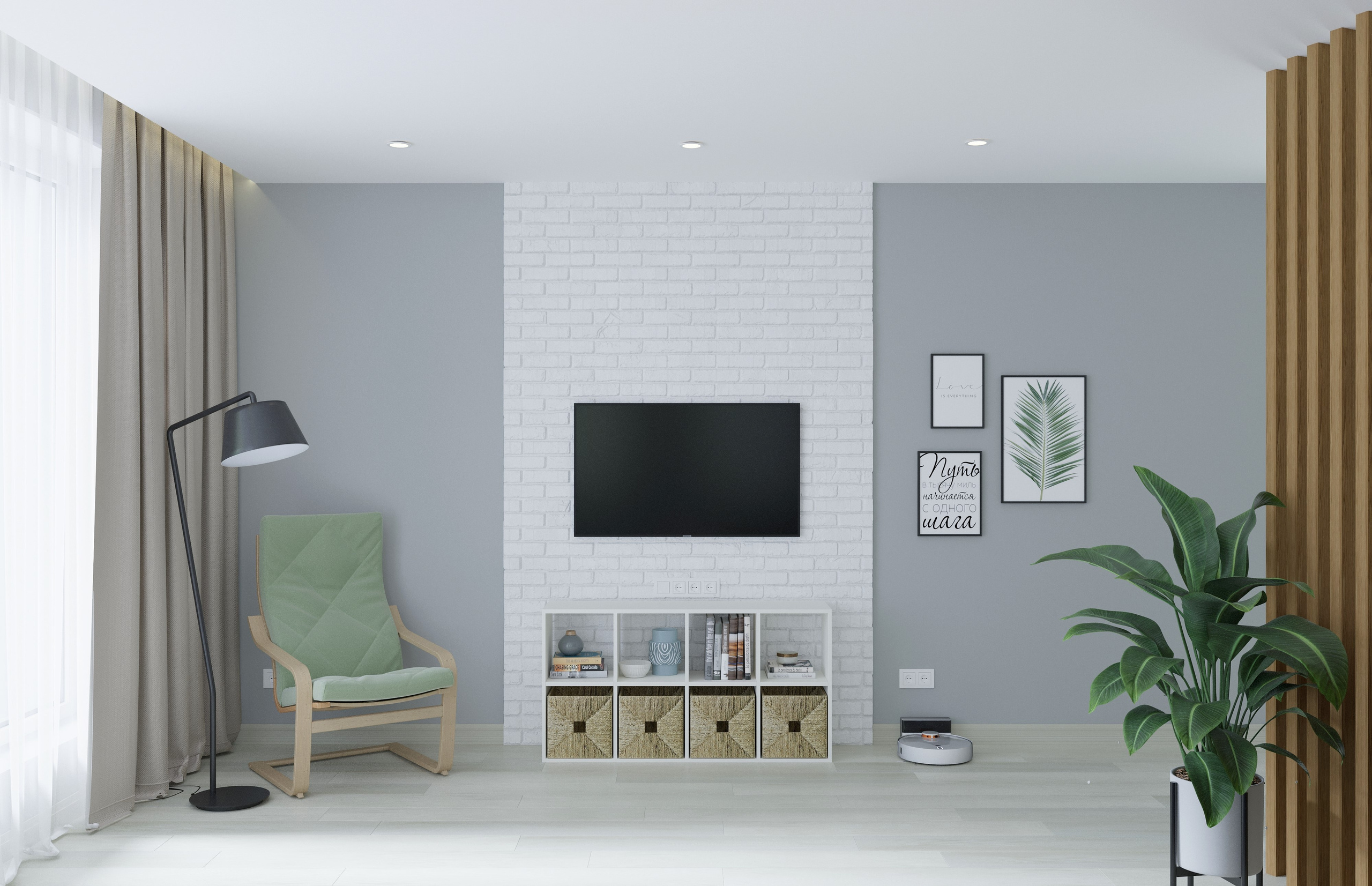 Кухня-гостиная в скандинавском стиле. Дизайн интерьера / Дизайн-проект / Лебедь Юлия