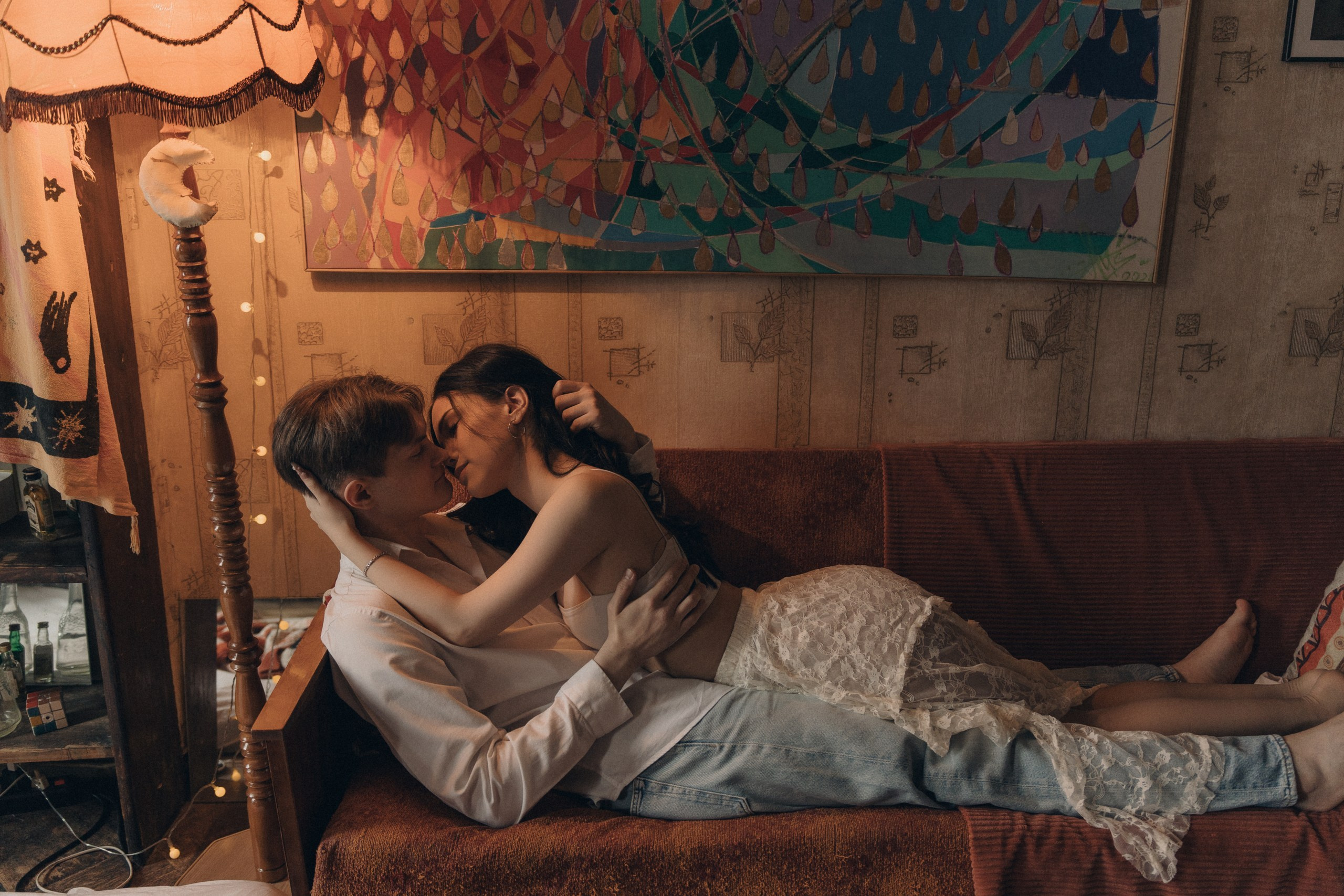 Парная фотосессия в студии. Атмосферная лавстори в квартире. Фотосессия в Санкт-Петербурге.