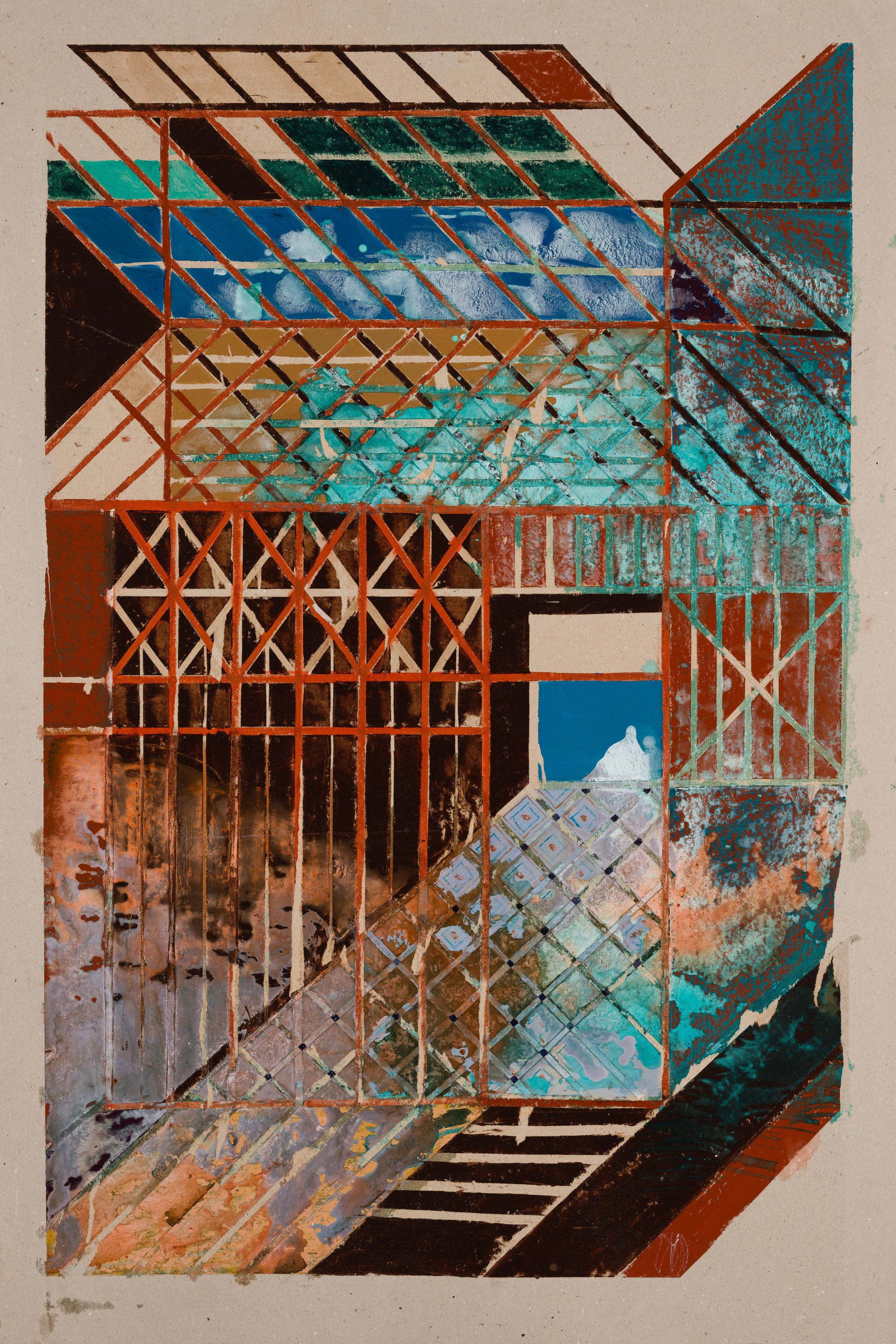 «Пляж. Не сезон» - художник Лариса Блохина (картон, смешанная техника, 119x79 см, 2024)