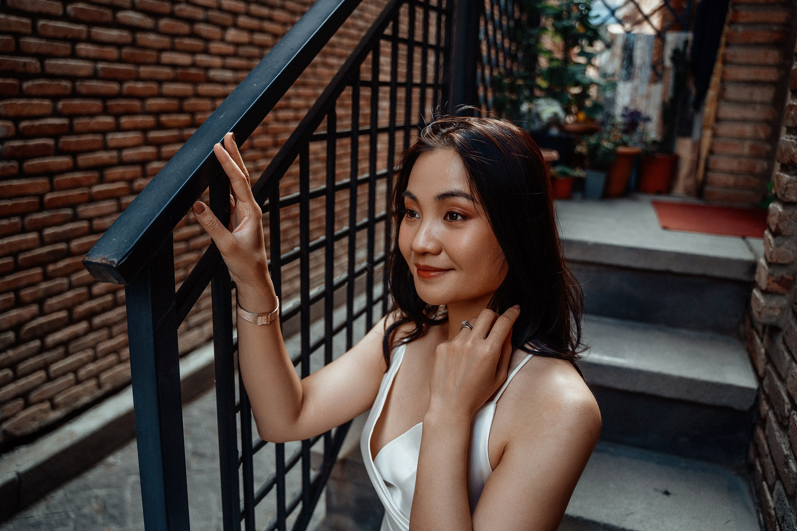 Alaeddine & Matika on the Peace Bridge in Tbilisi. Photographer Sergey Otkrytyi in Batumi & Tbilisi