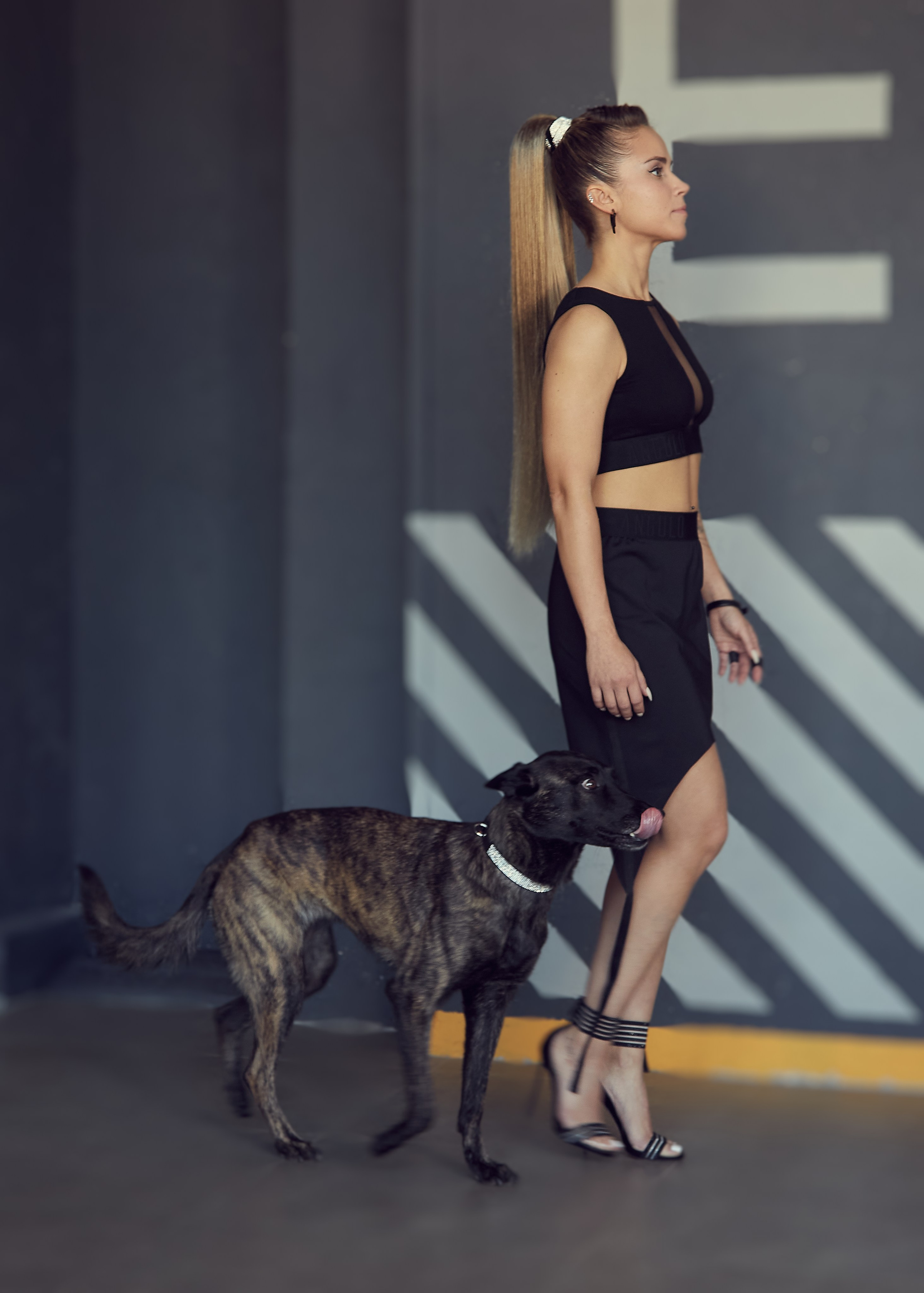 Рекламная фотосессия Hairshop — длинный хвост тёмный блонд.