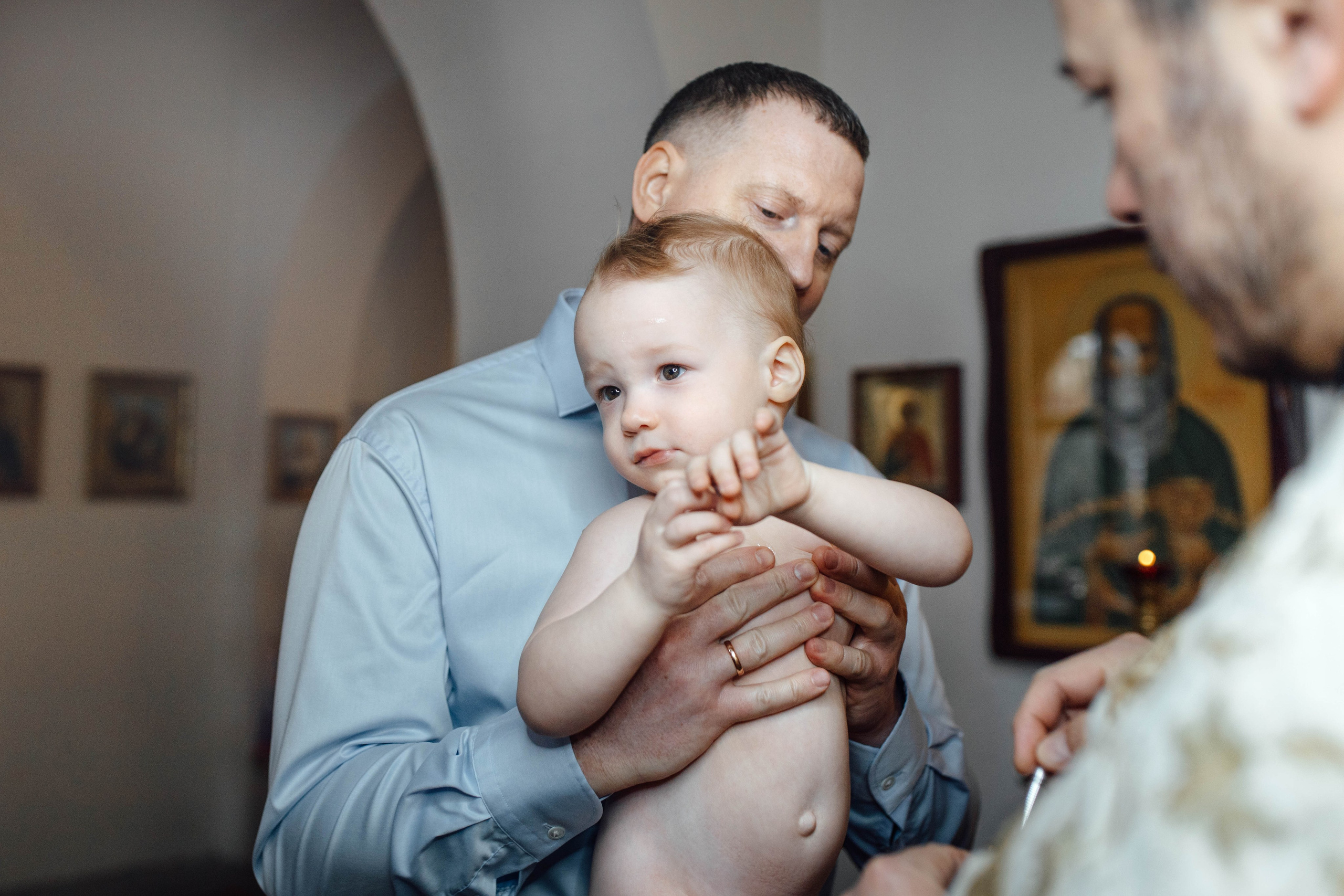 Таинство крещения Льва, храм Вознесения Господня, Ждановичи, февраль 2025