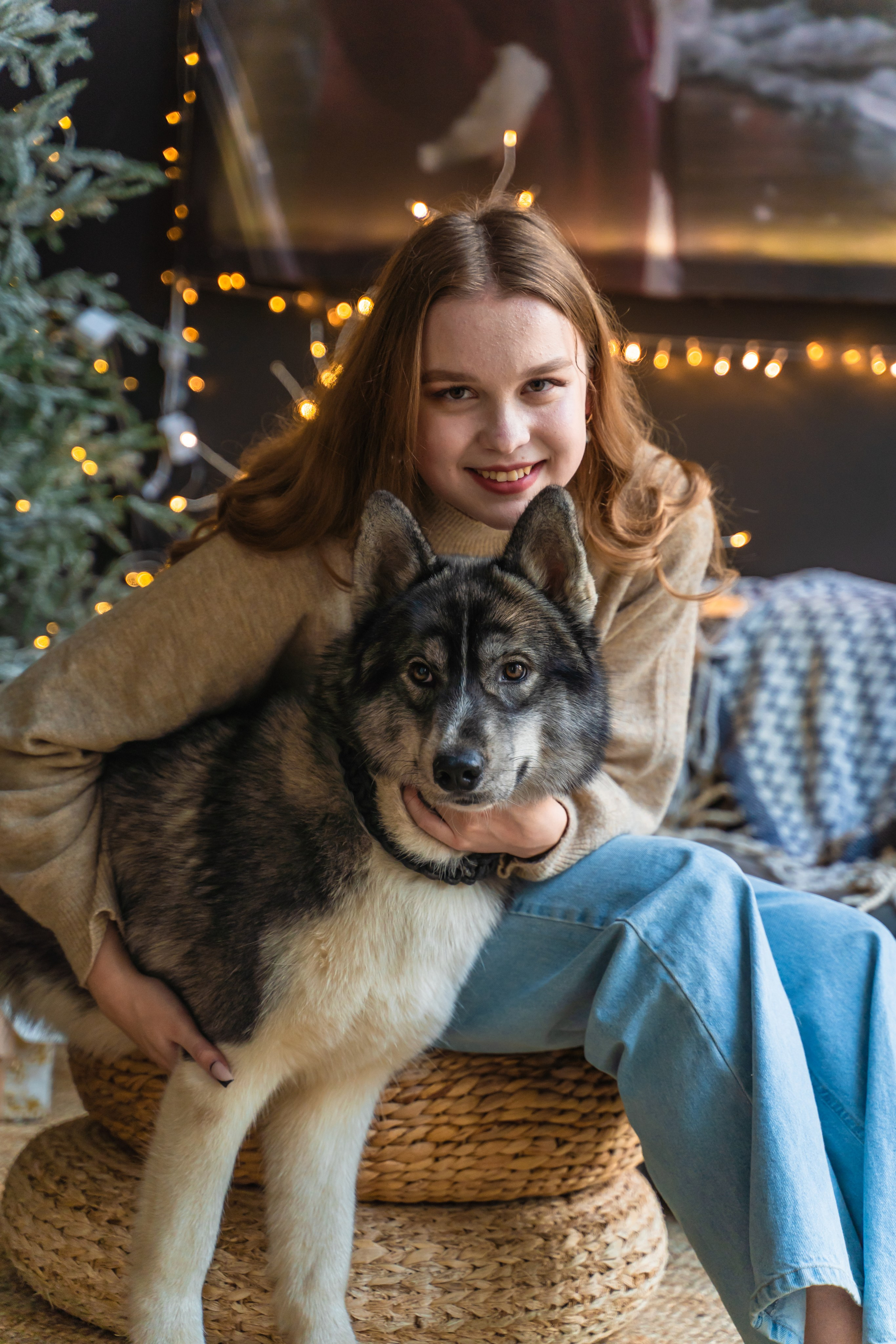 Арина и хаски Капелла и Агнар. Фотограф в Москве Ленарская Дарья