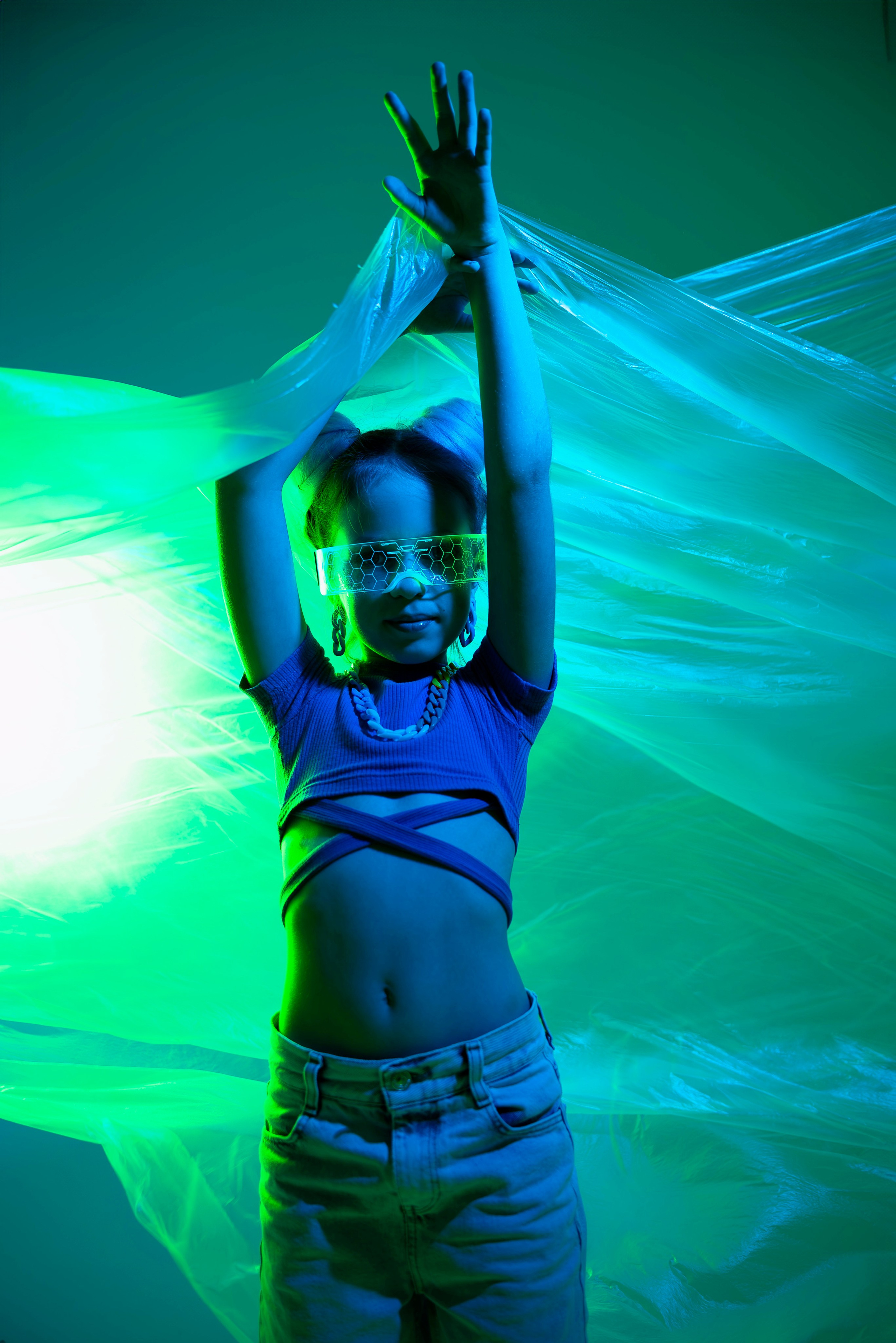 детская съёмка с клеёнкой и вентилятором