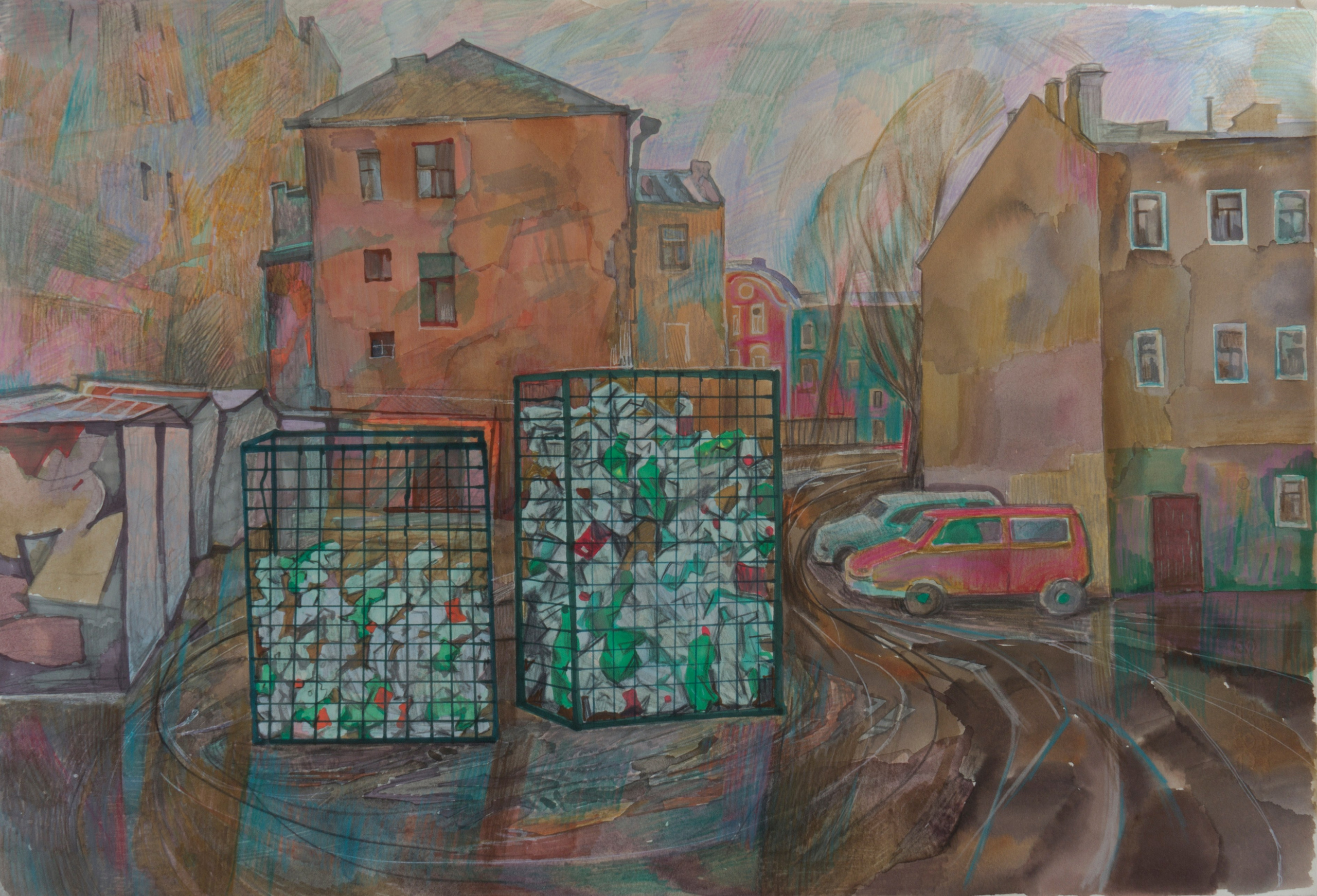 Город, графика. Ольга Васильева художник в Санкт-Петербурге