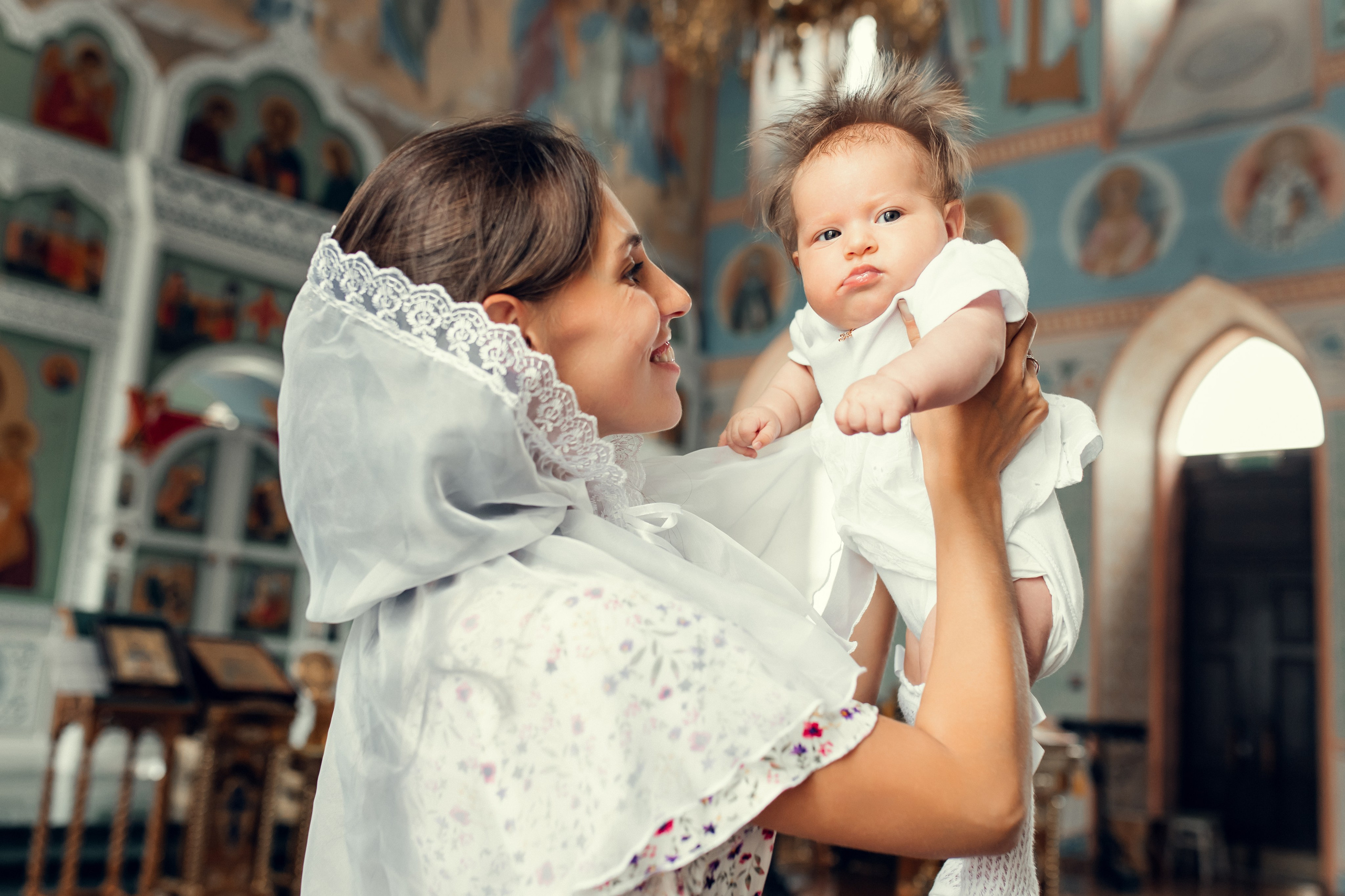 Таинство Крещения Евы в церкви Успения Пресвятой Богородицы в г. Богородск. Екатерина Крапивина фотограф церковных Таинств в Нижний Новгороде