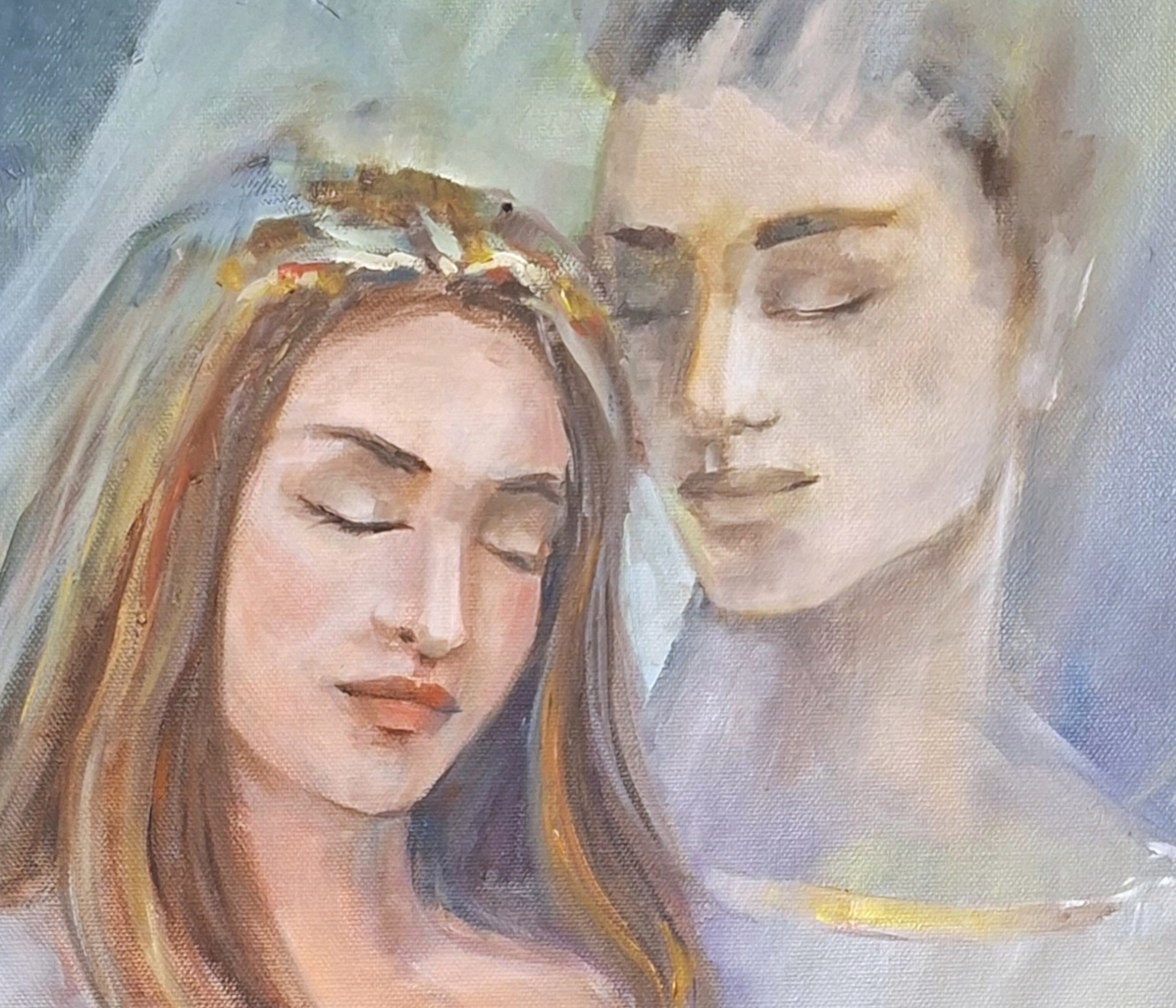 Картина Вместе. Олеся Лопатина — художник. Диалог реализма и абстракции. Живопись, сотрудничество, подкаст. Санкт‑Петербург
