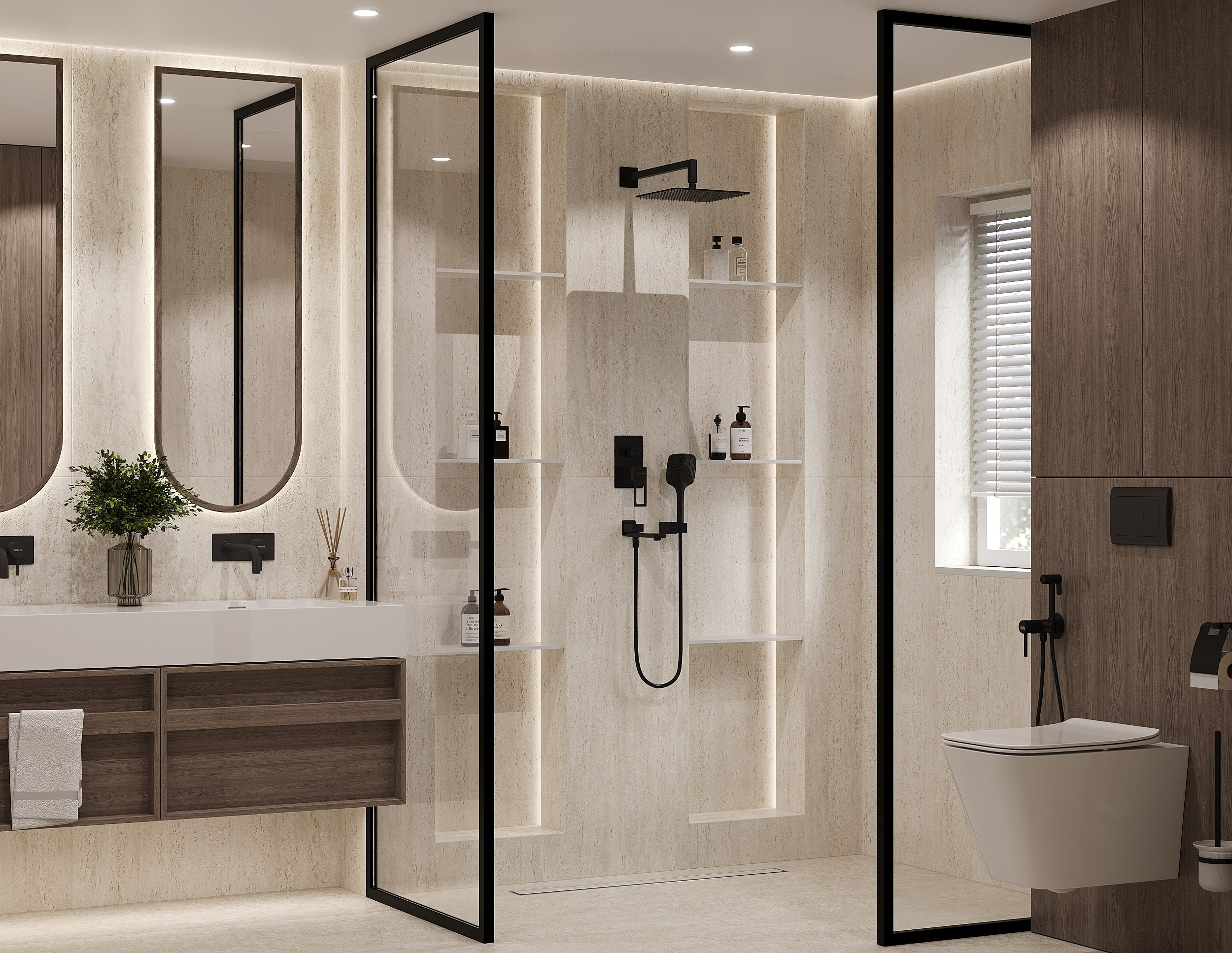 Санузел и постирочная. 3D визуализация