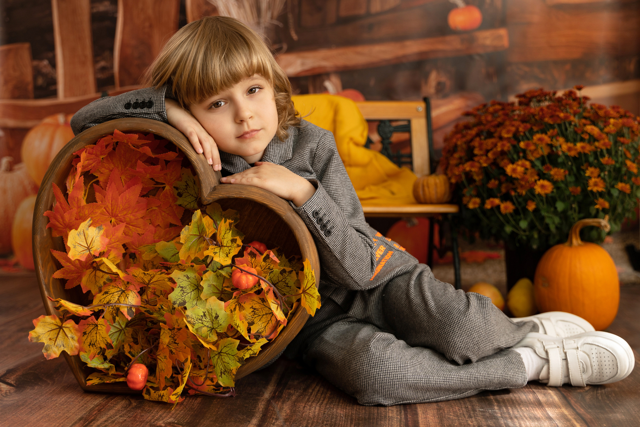 Осенний урожай. Детская выездная фотостудия. Фотограф новорождённых newborn, годовасие