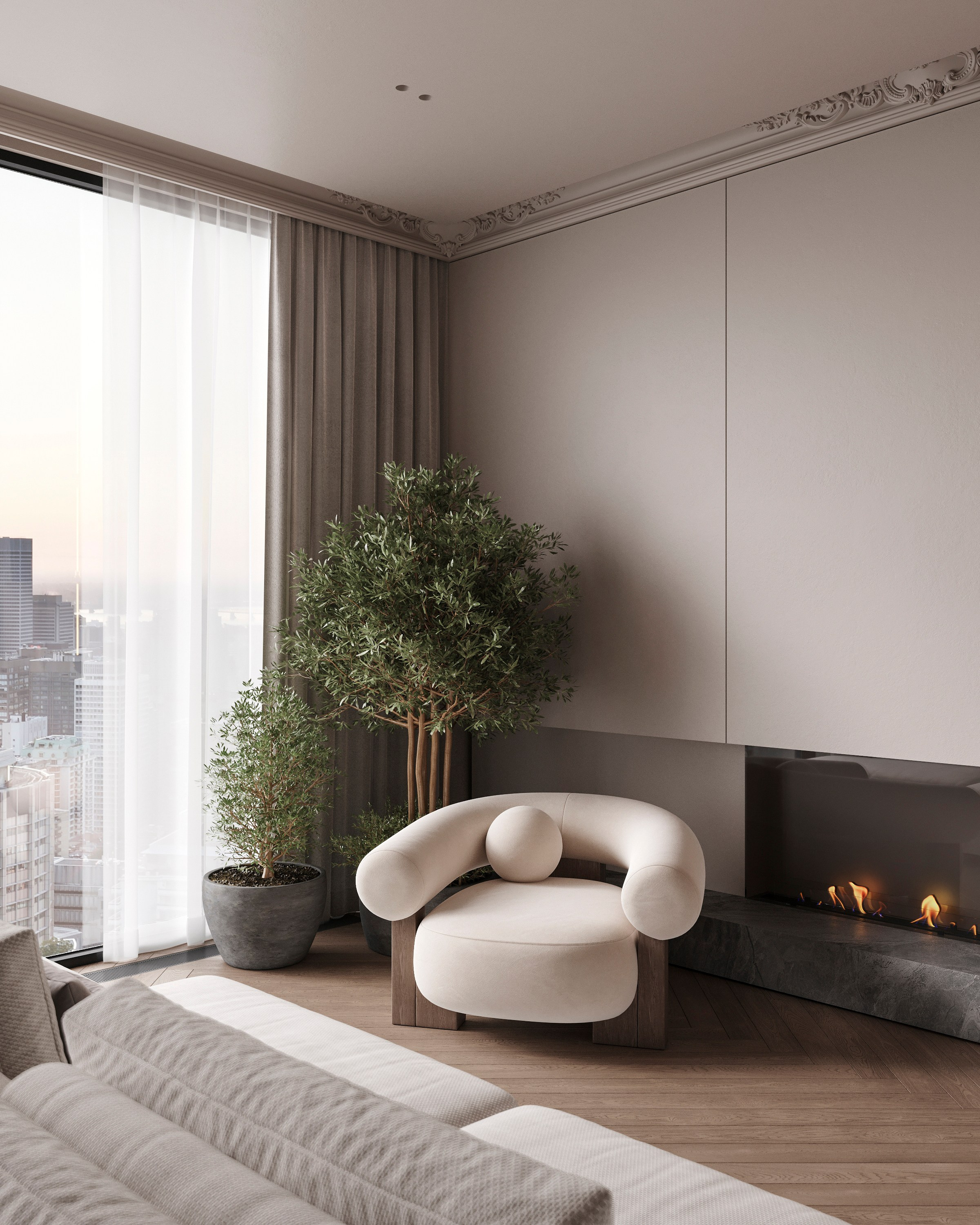 COZY SKYLINE | CONCEPTUAL PROJECT. Interior Visualization by Valerie Stetyukevich