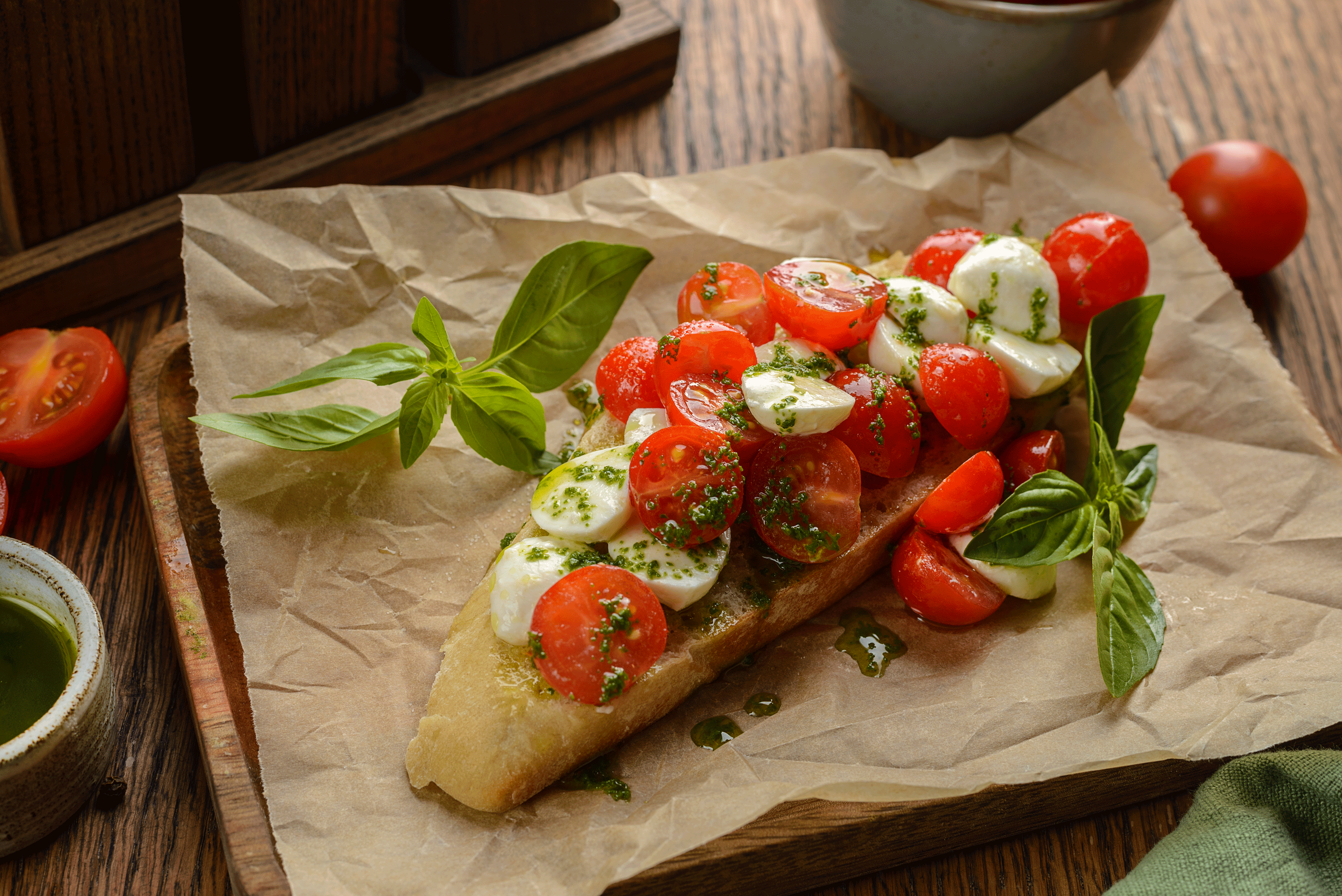 Брускетта капрезе для меню