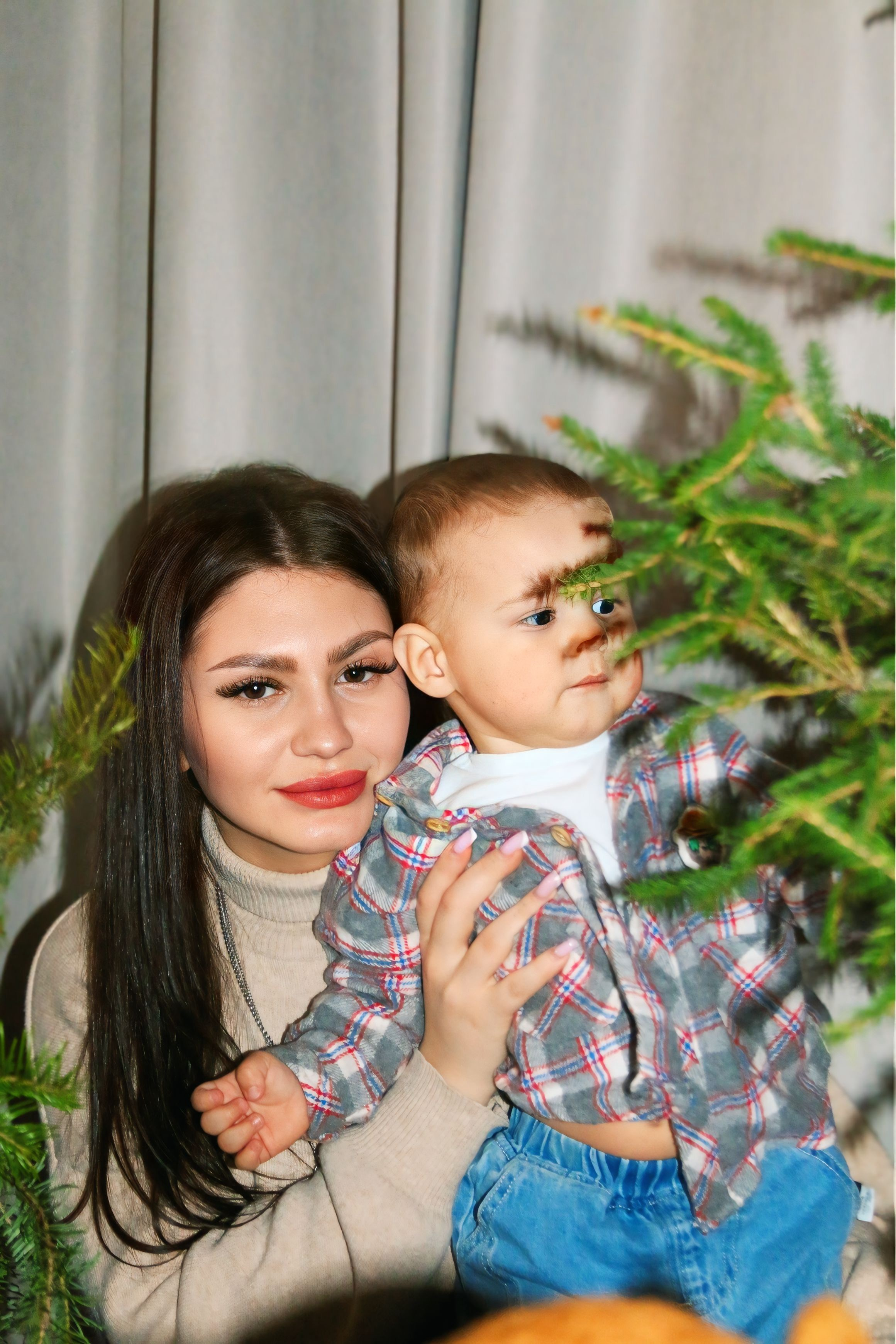 Новогодняя фотосессия мамы с сыном