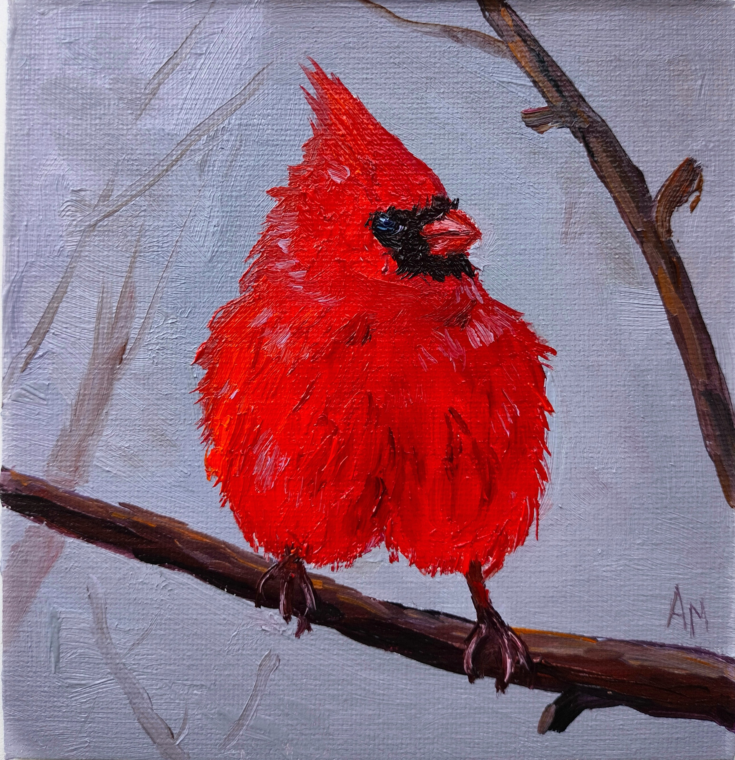 Миниатюрная работа саратовского художника на холсте. Картина Птица