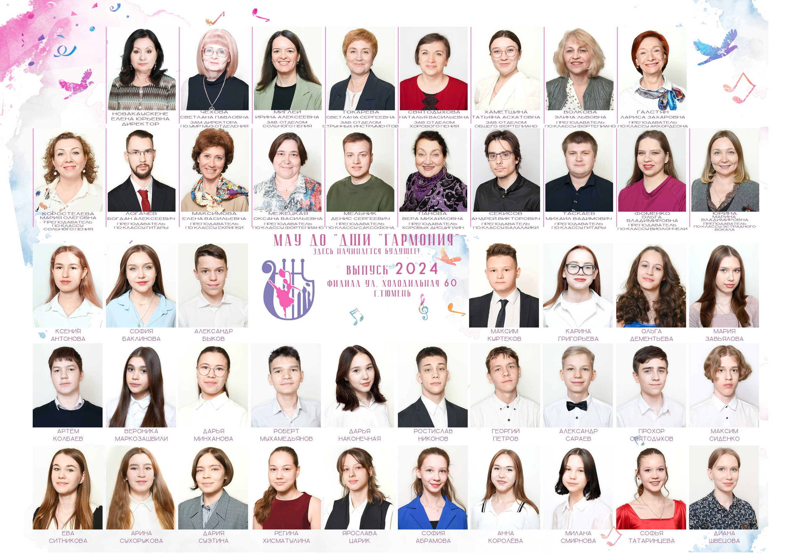 Выпускное фото виньетками ДШИ «Гармония». Фотограф новорожденных, семейный детский в Тюмени Татьяна Морозова