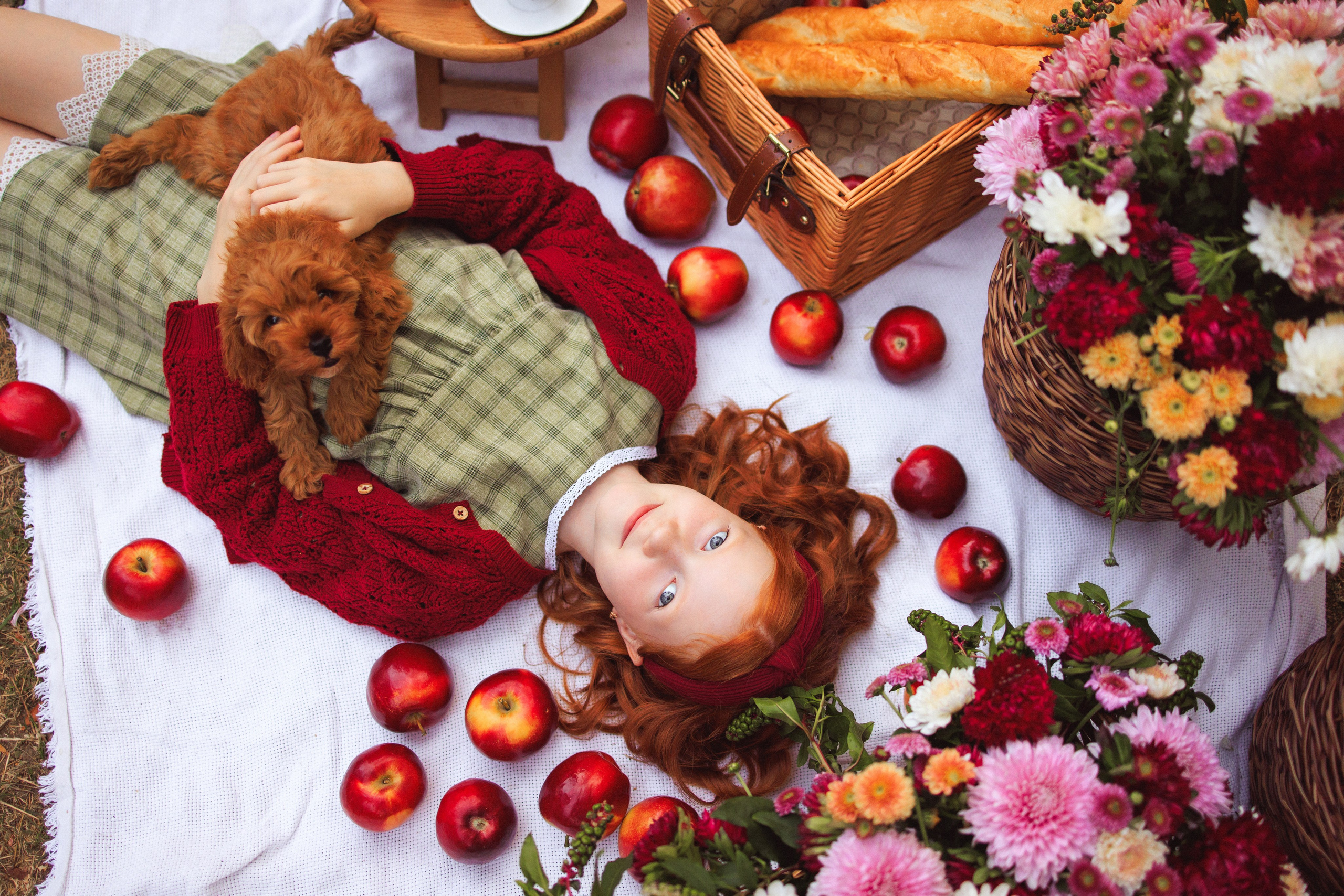 Фотосессия «Пикник», Хризантемы и Яблоки. Семейный и детский фотограф в Краснодаре Анна Трашкова