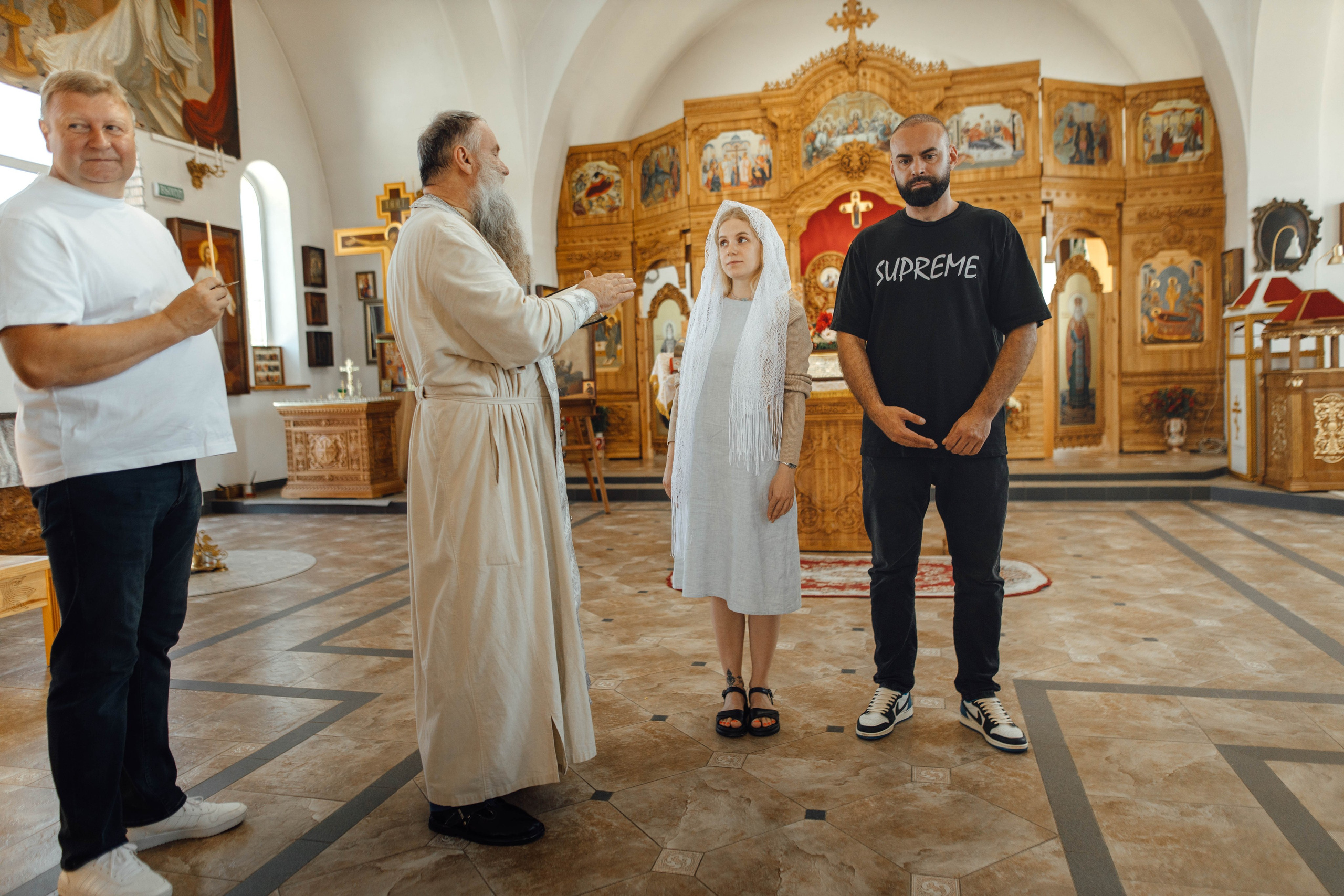 Крещение Энвера (Михаила), д. Колядищи, храм Успения Пр. Богородицы, август 2025