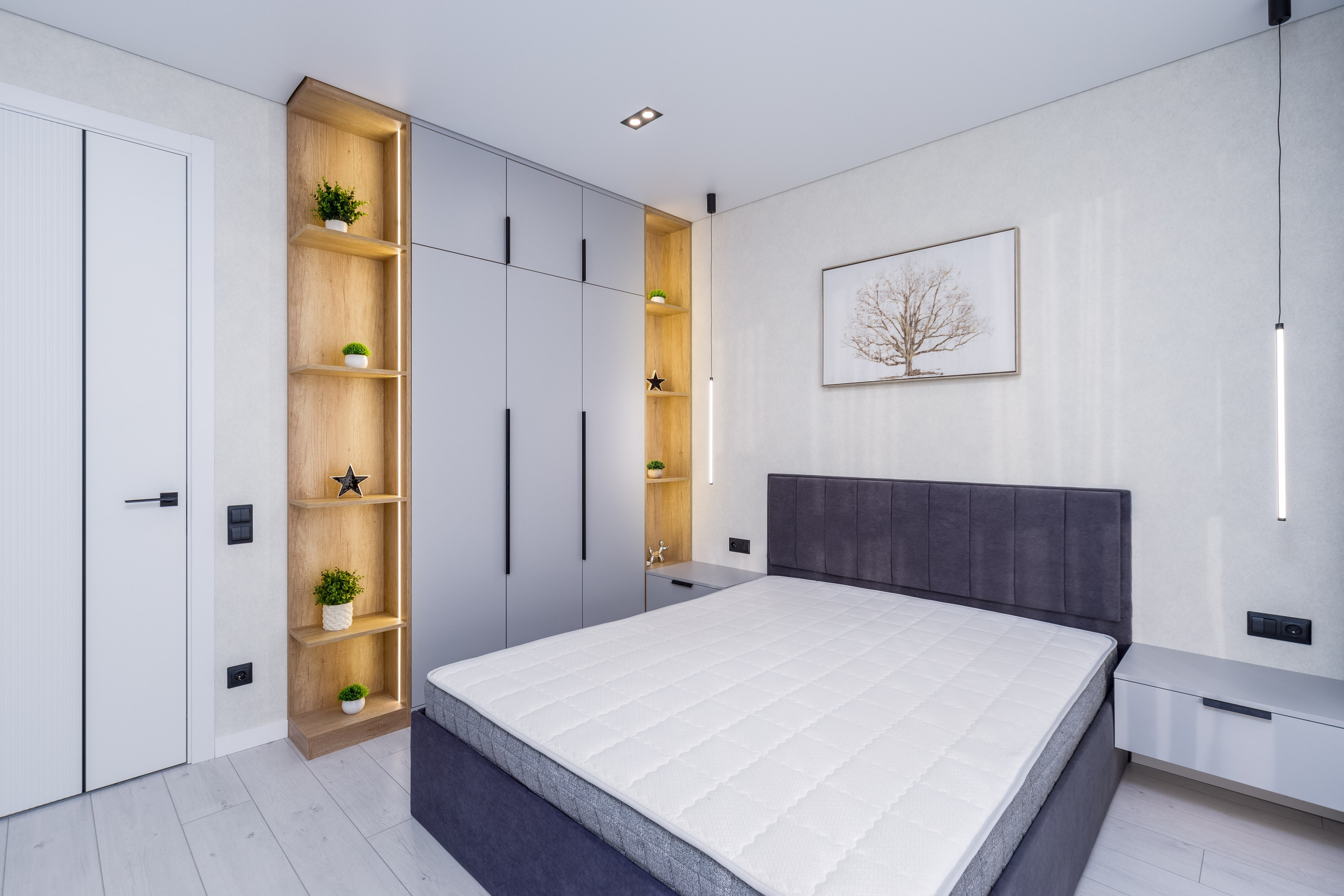 Фото интерьера мастер спальни в трехкомнатной квартире в комплексе Минск Мир