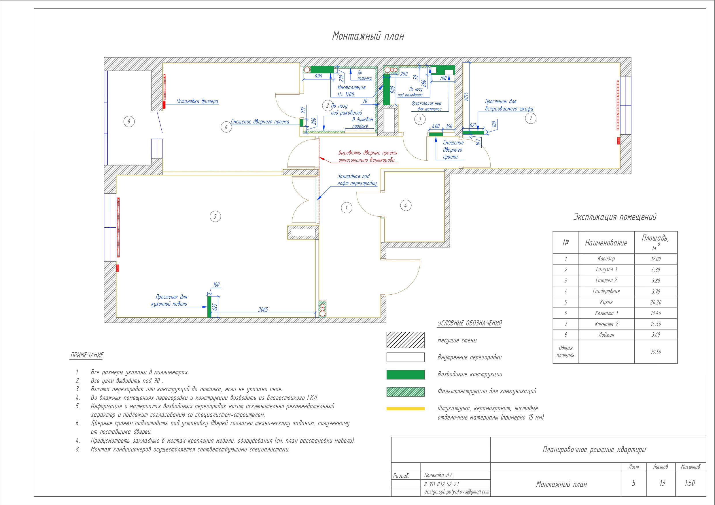 Пример технический проект. Дизайн интерьера Санкт-Петербург Полякова Любовь