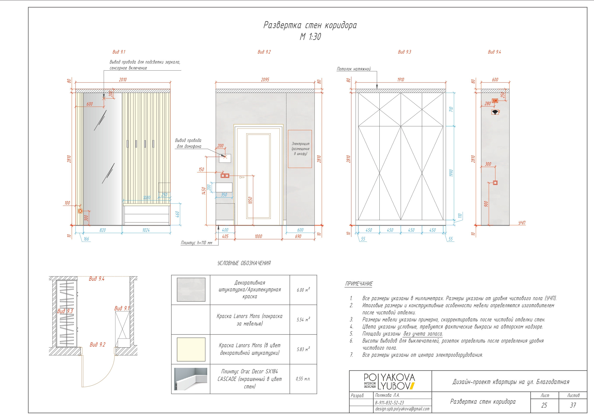 Пример полный дизайн-проект. Дизайн интерьера Санкт-Петербург Полякова Любовь