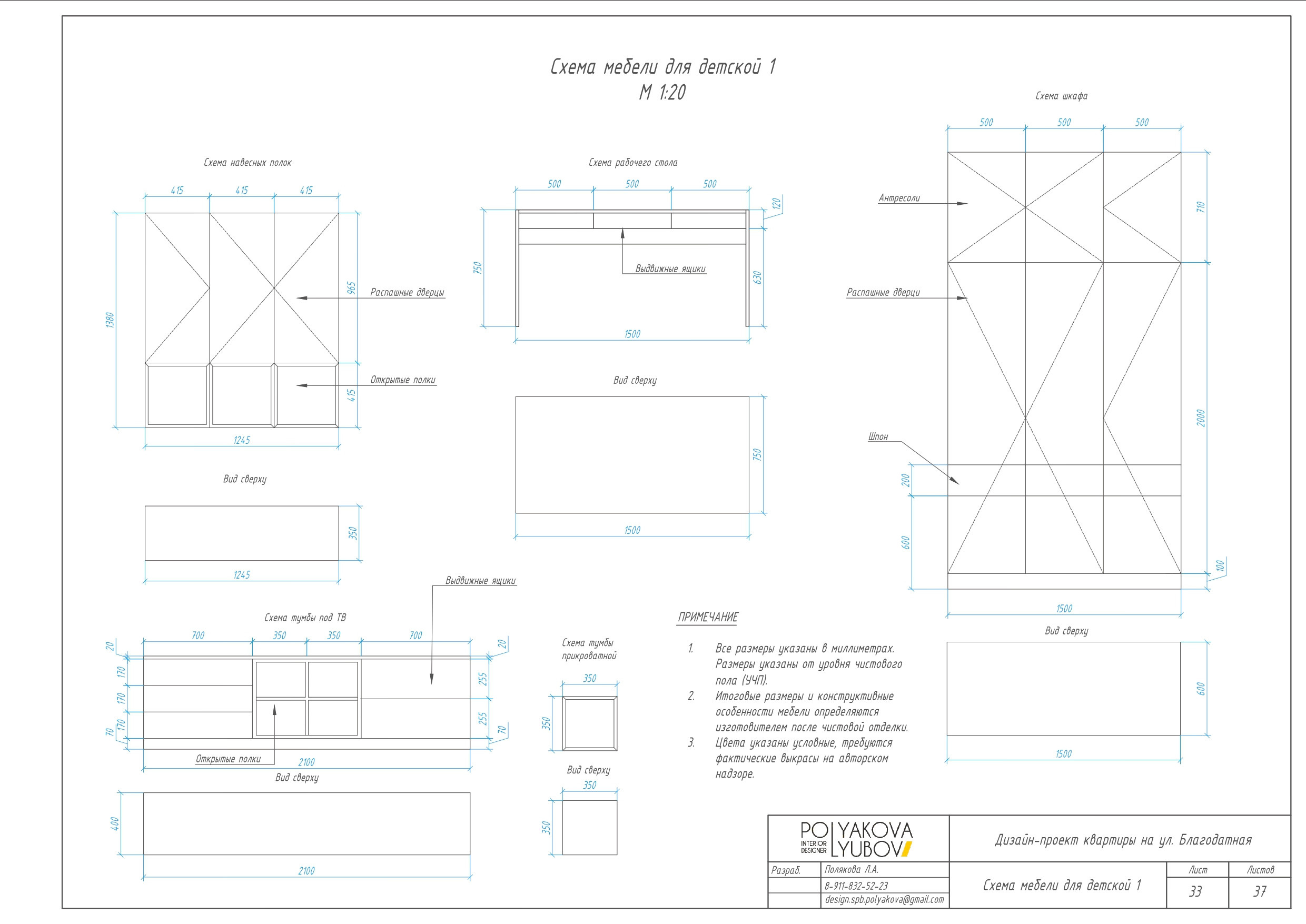 Пример полный дизайн-проект. Дизайн интерьера Санкт-Петербург Полякова Любовь