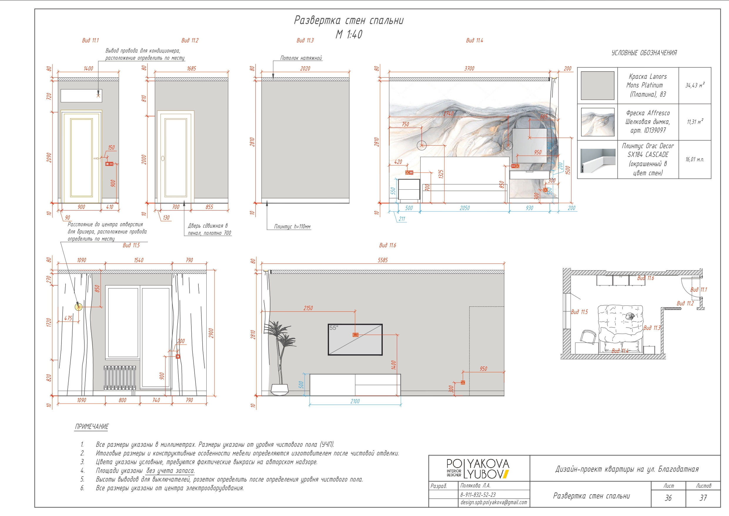 Пример полный дизайн-проект. Дизайн интерьера Санкт-Петербург Полякова Любовь