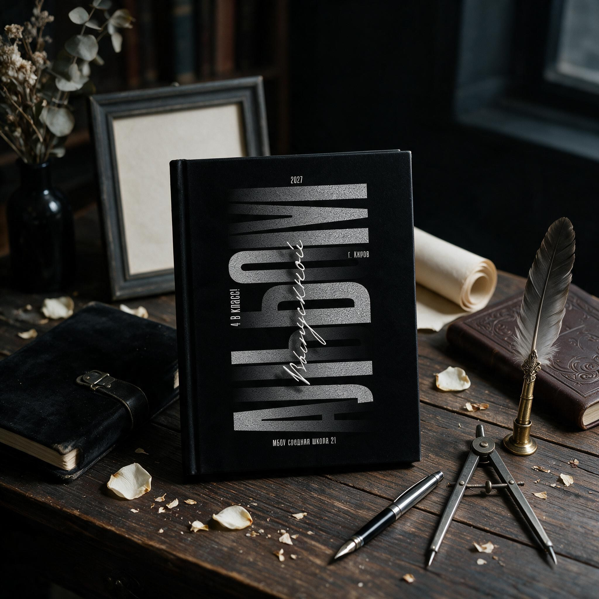 044 Black II. Дизайны, psd шаблоны школьных и выпускных альбомов и обложек