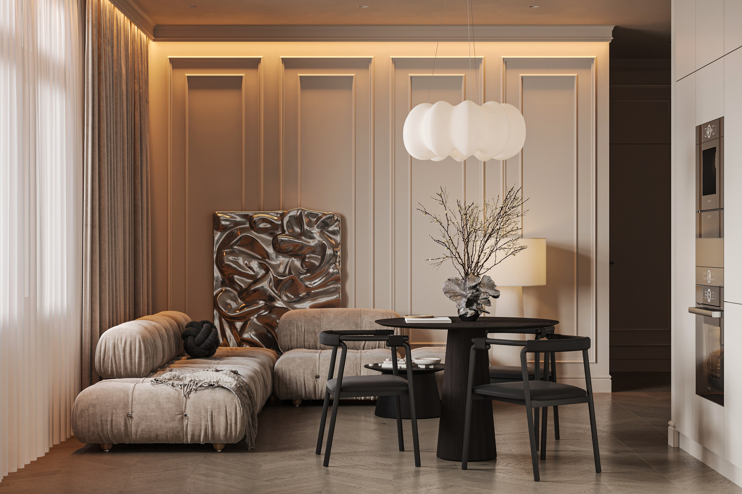 Кухня-гостиная ЖК «Континенталь». 3D визуализация интерьера Надежда Соколова