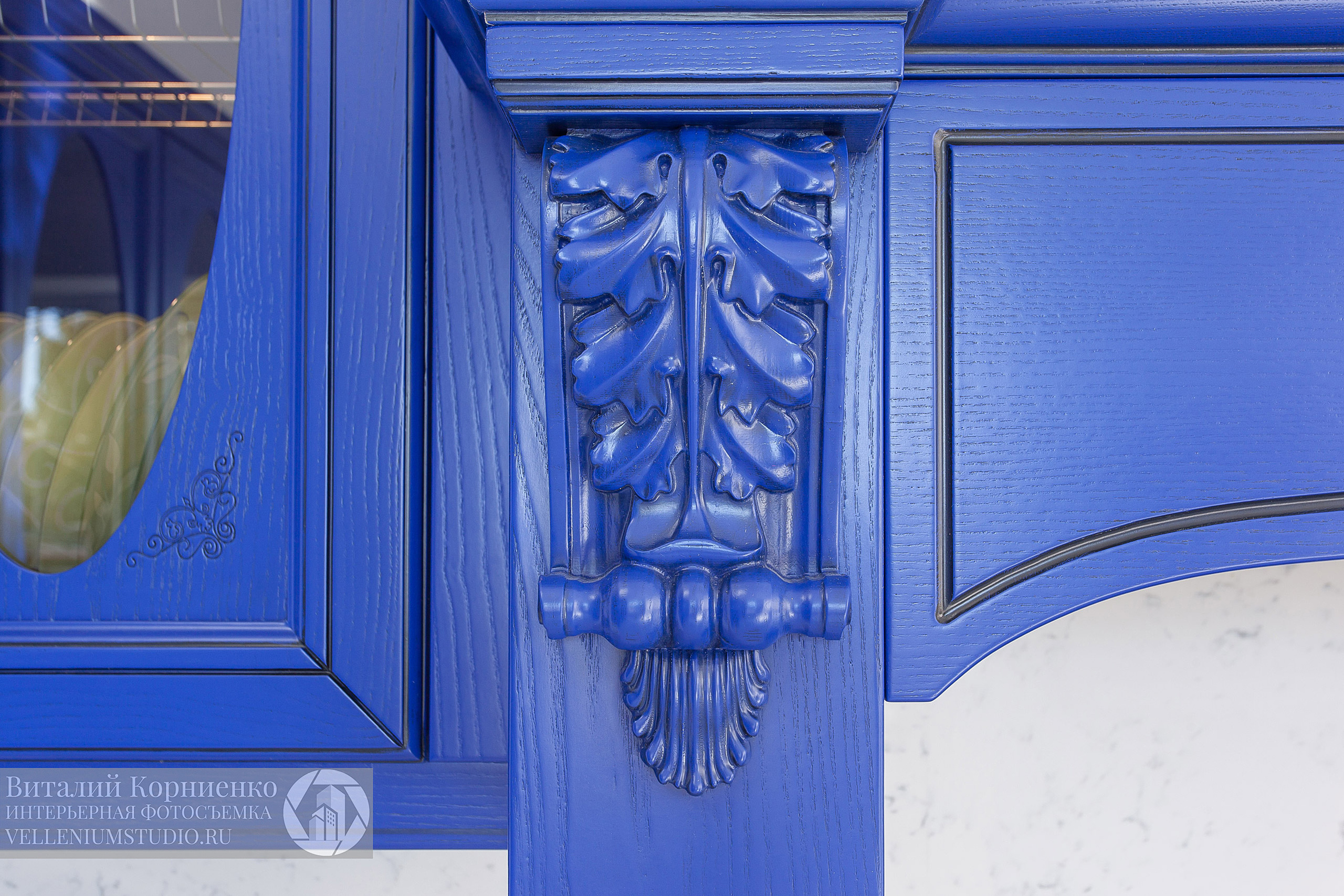 Фотосъемка интересной Синей кухни для студии мебели. Интерьерный фотограф Краснодар: профессионально по доступным ценам