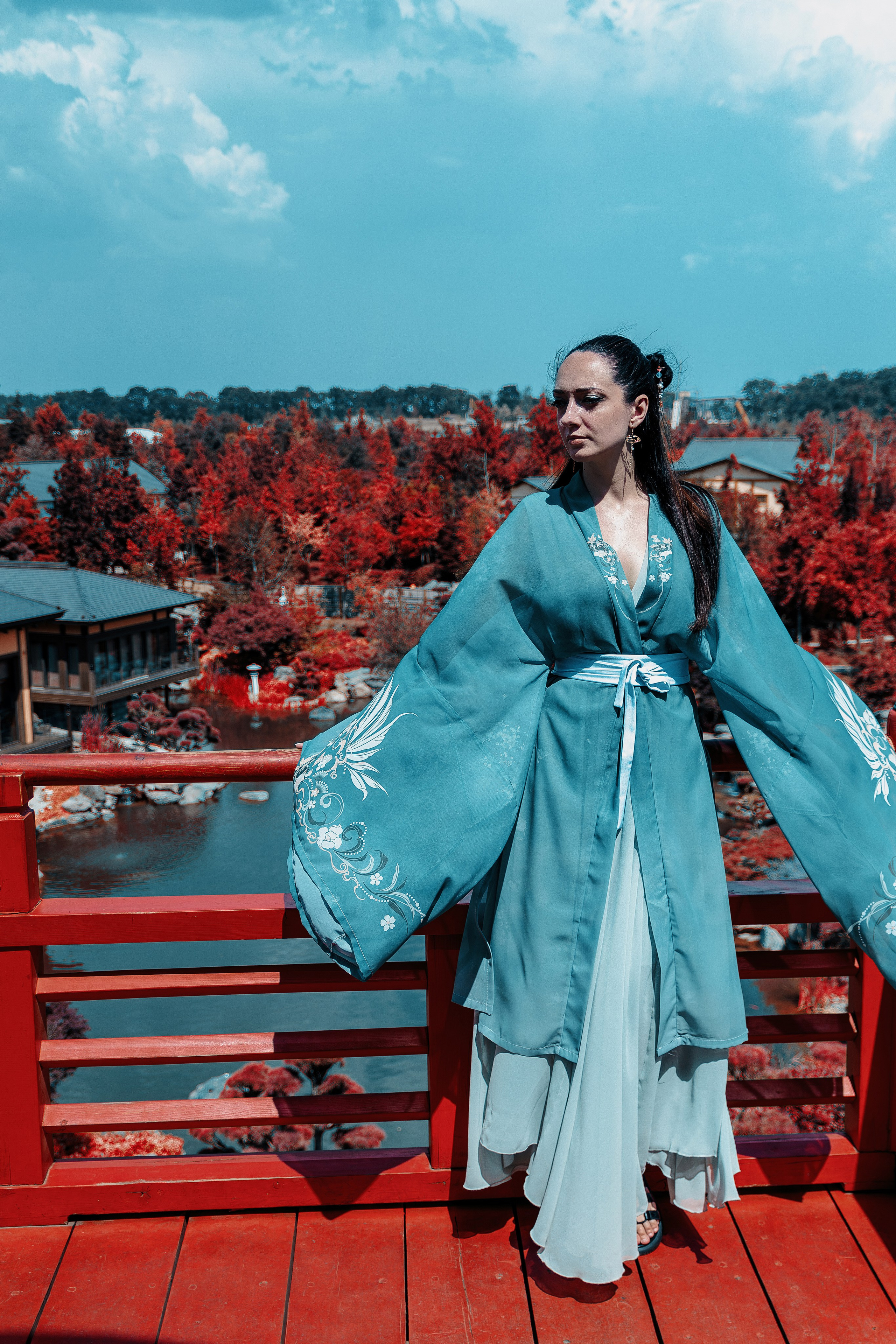 Фотосессия в японском стиле в краснодаре в парке Галицкого. прекрасный образ гейши и женская эстетика. Красивая природа Японии. 
