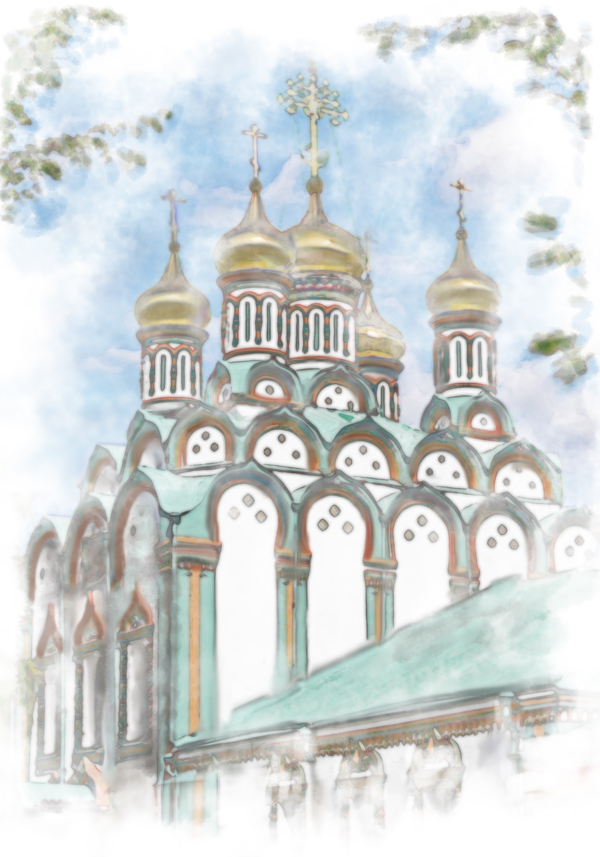 Работа над Цифровой акварелью для обложки альбома. Фотограф на крестины