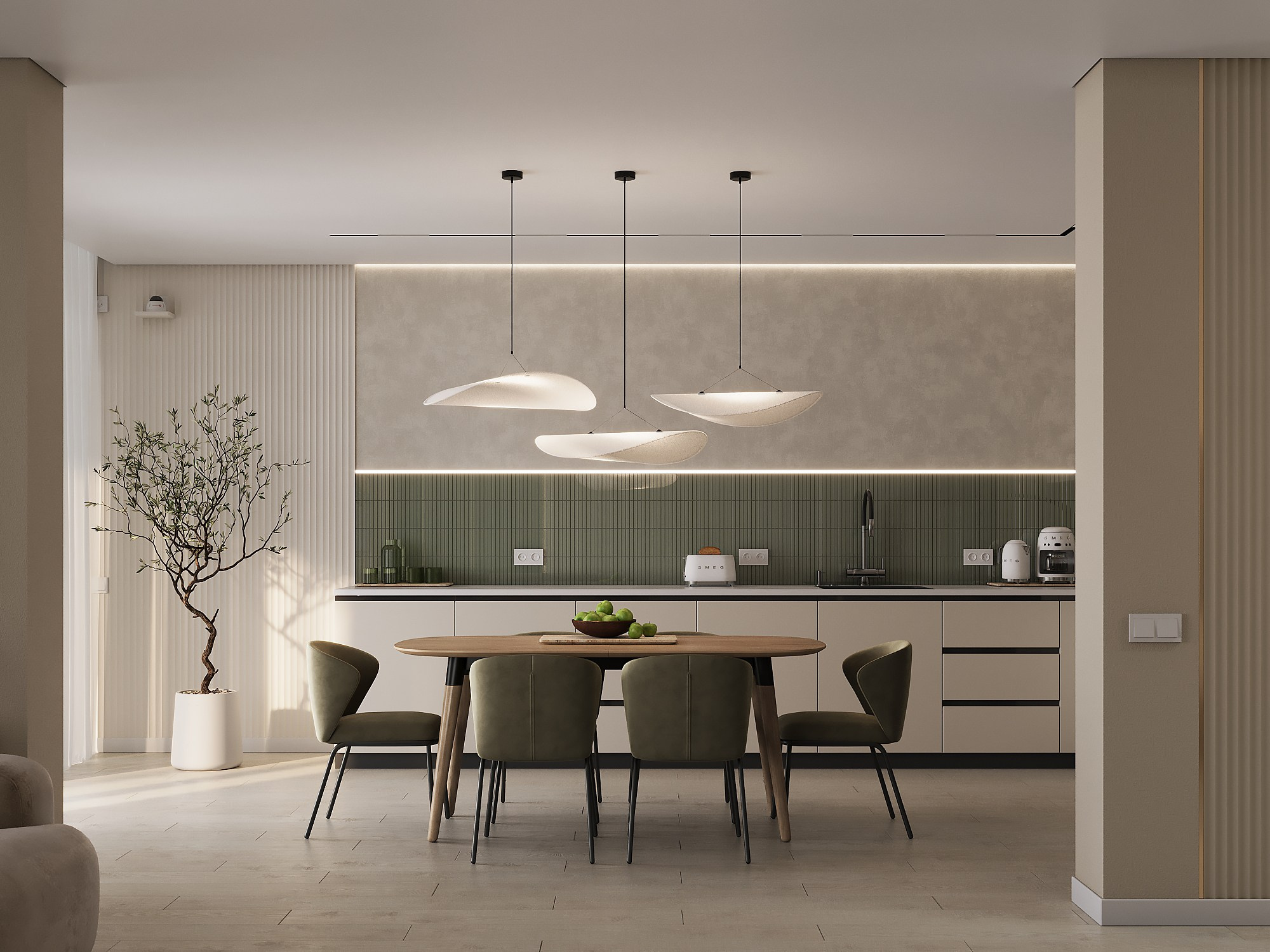 Кухня-гостиная-балкон. 3D-дизайнер Кристина Пуляевская