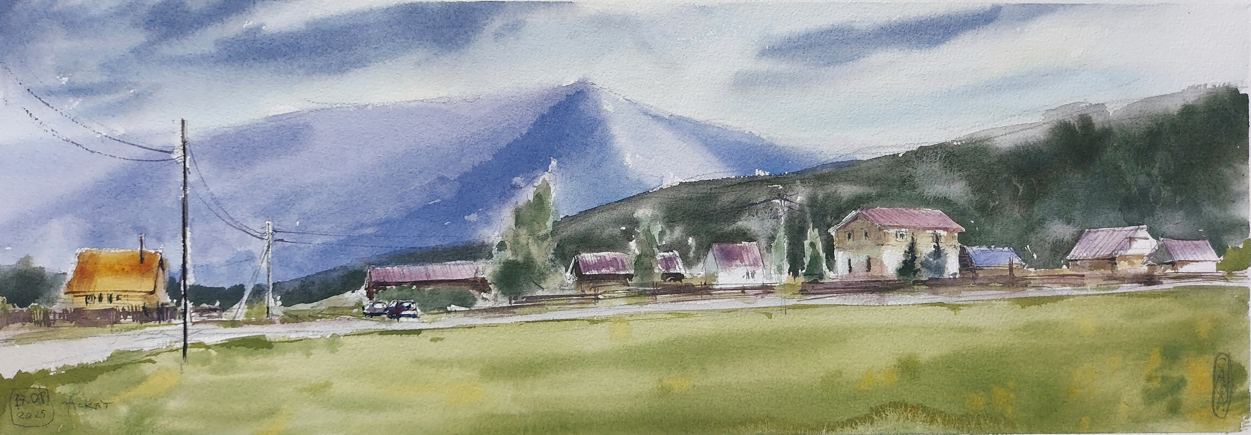 Askat in the evening | Altai Mountains, Russia | August 2025 | 53 x 18 cm (Half-A2)