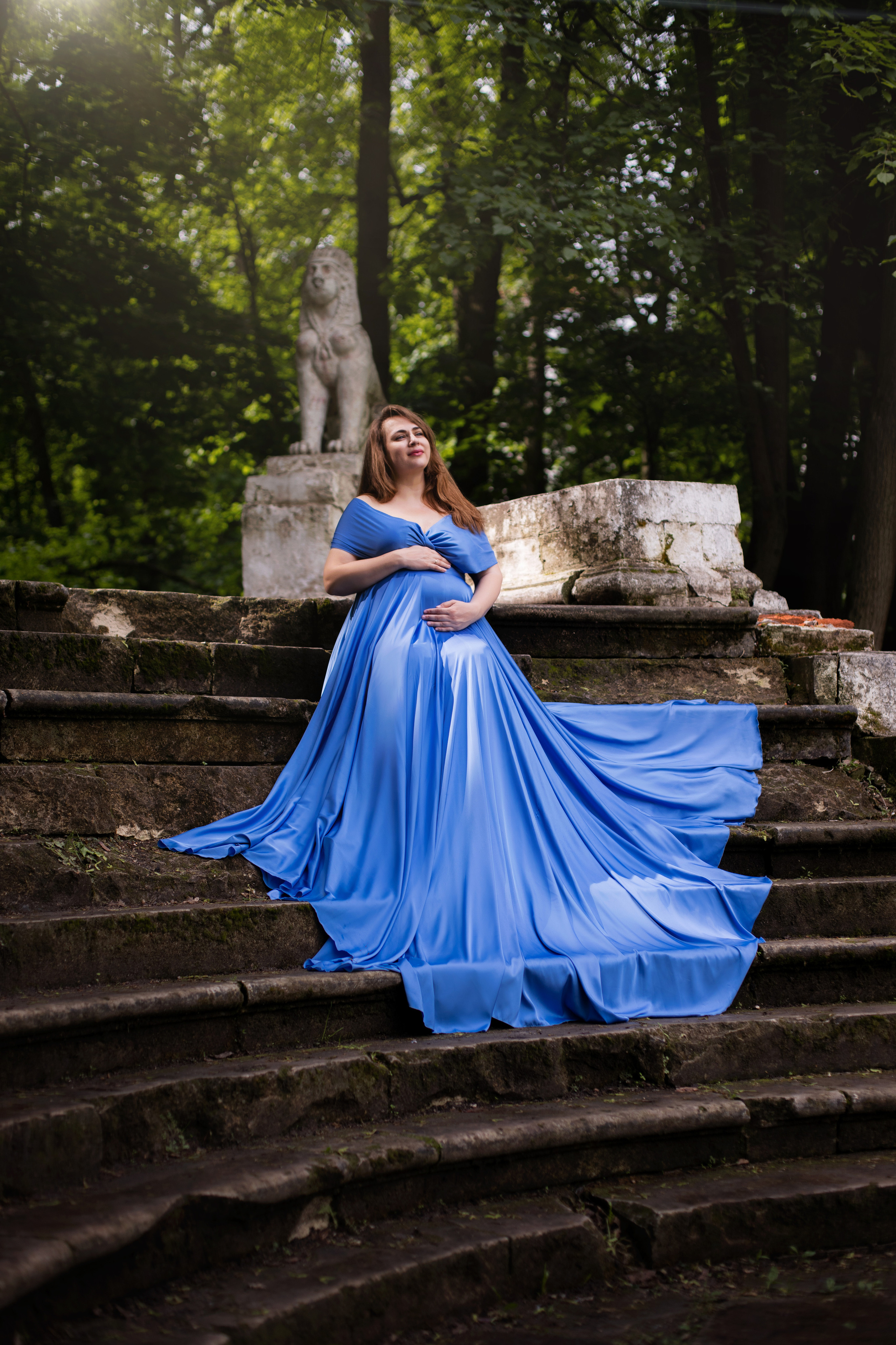 Синее платье для фотосессии беременности
