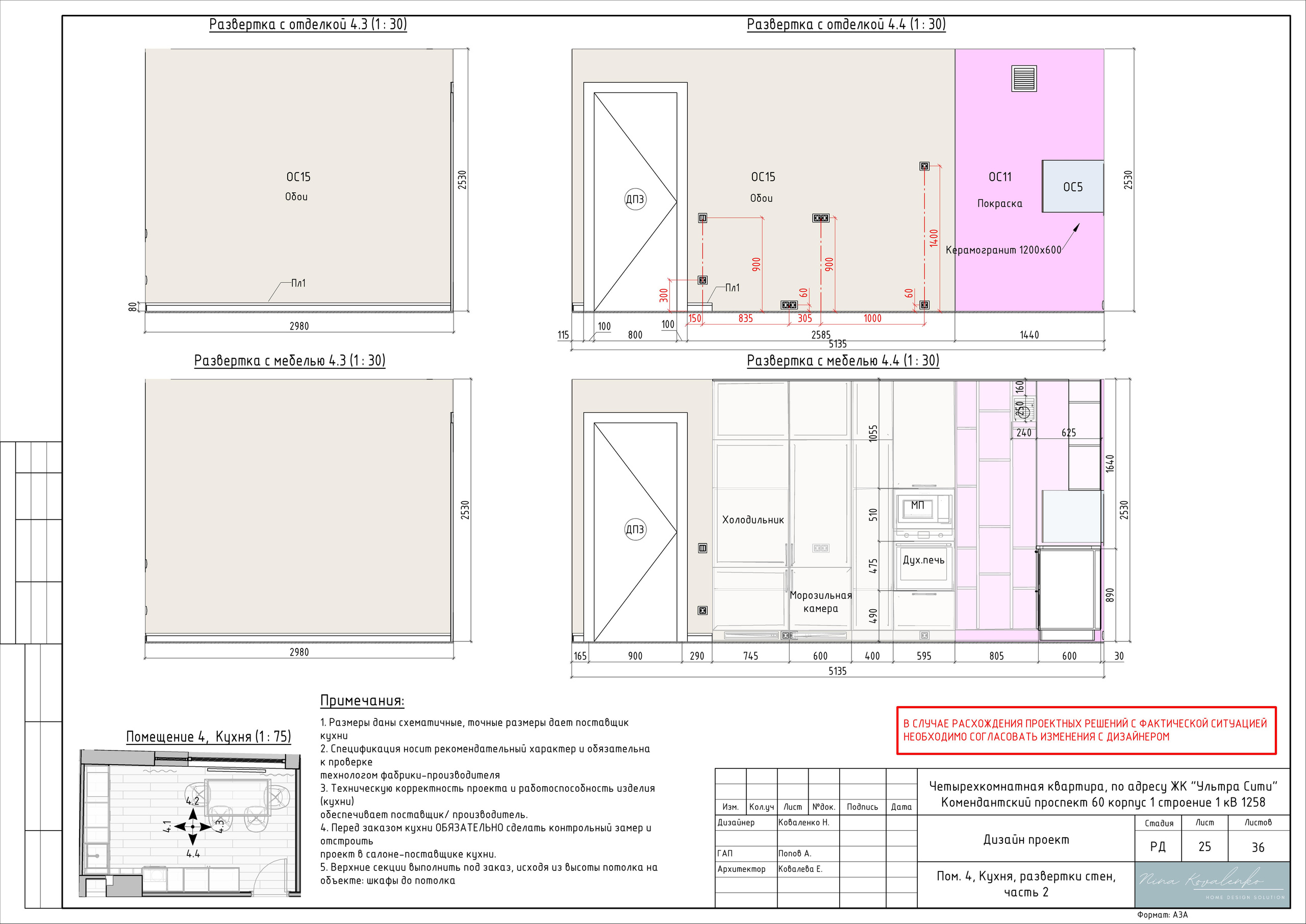 ЖК Ультра Сити Дизайнер Коваленко Н. Студия обмеров и проектирования