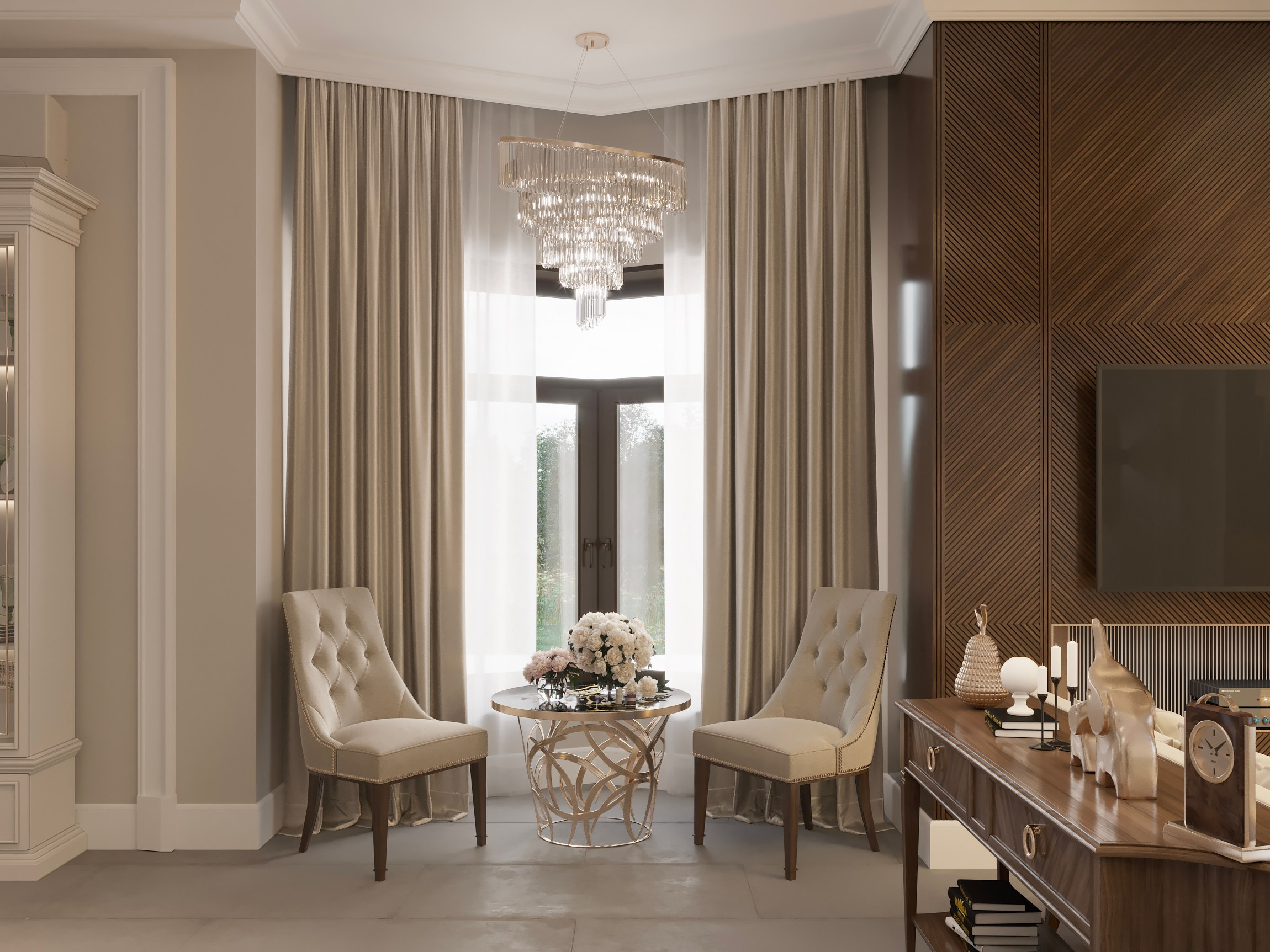 Coastal Cottage — Interior in Modern Classic Style. 3D INTERIOR AND ARCHITECTURE VISUALIZATION