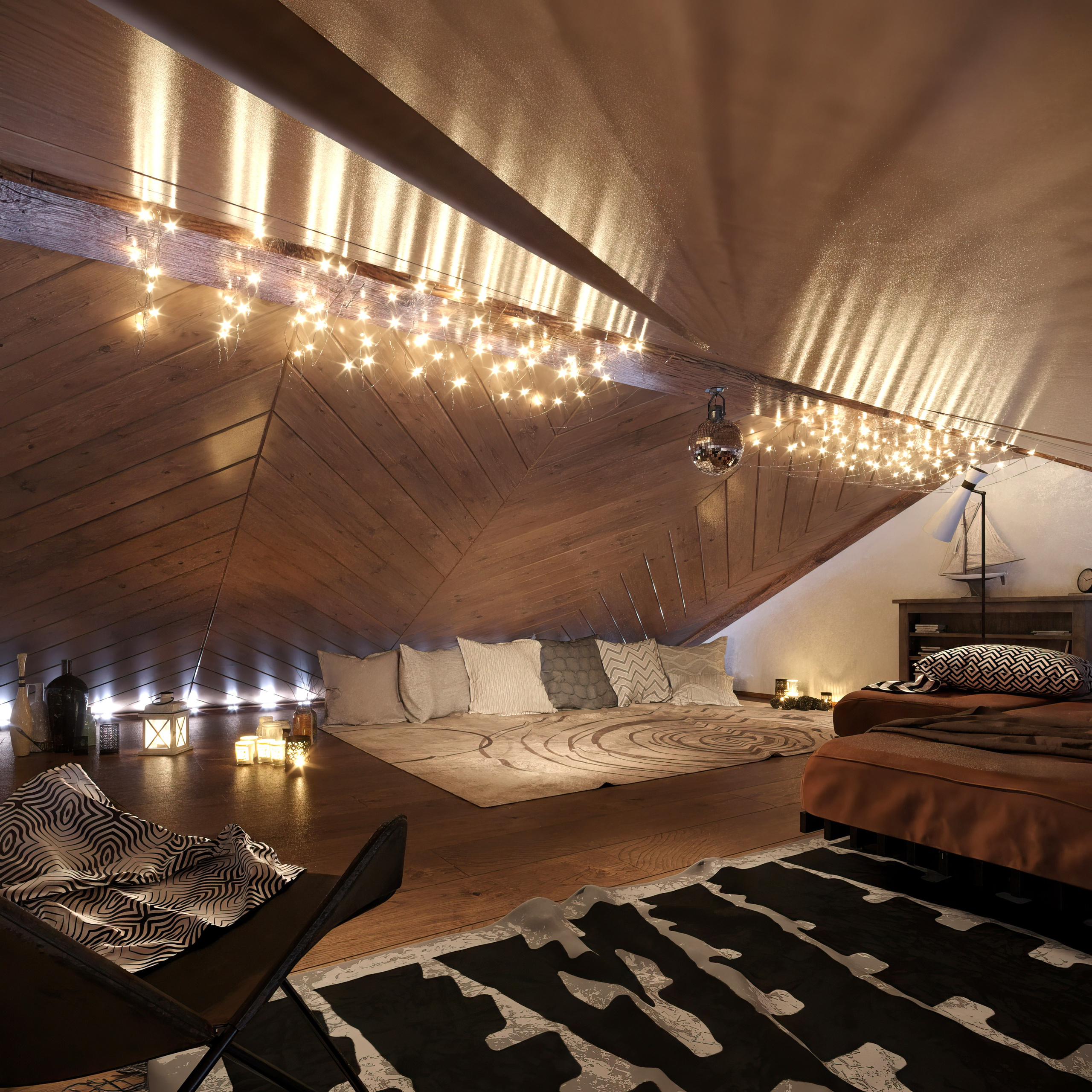 Countryside Cottage — Interior Design with Natural Materials. 3D INTERIOR AND ARCHITECTURE VISUALIZATION