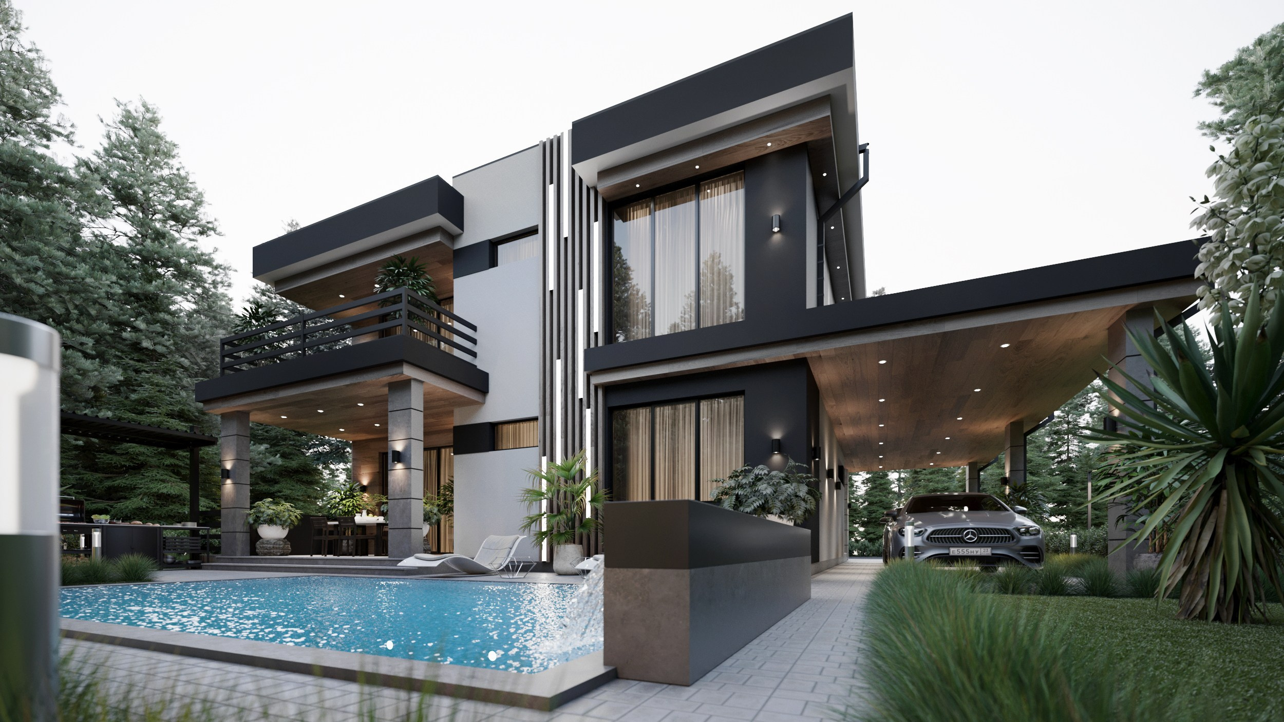 Двухэтажный дом в современном стиле в п.Мысхако общей площадью 217 кв.м. Архитектор Вера Каракезиди