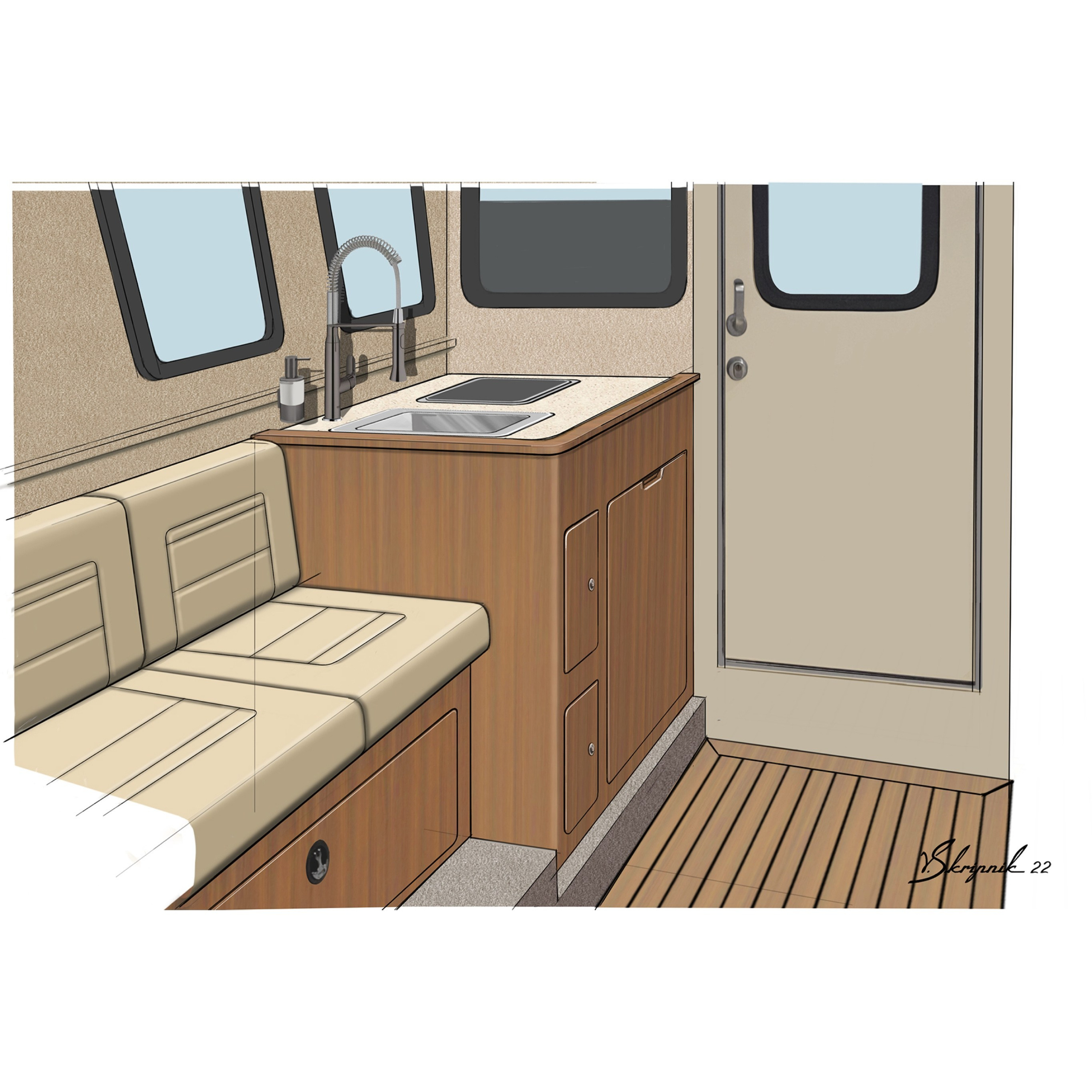 Дизайн персонализации Алюминиевого катера Weldcraft Cuddy King 300 OS. Design Yachts and Cars