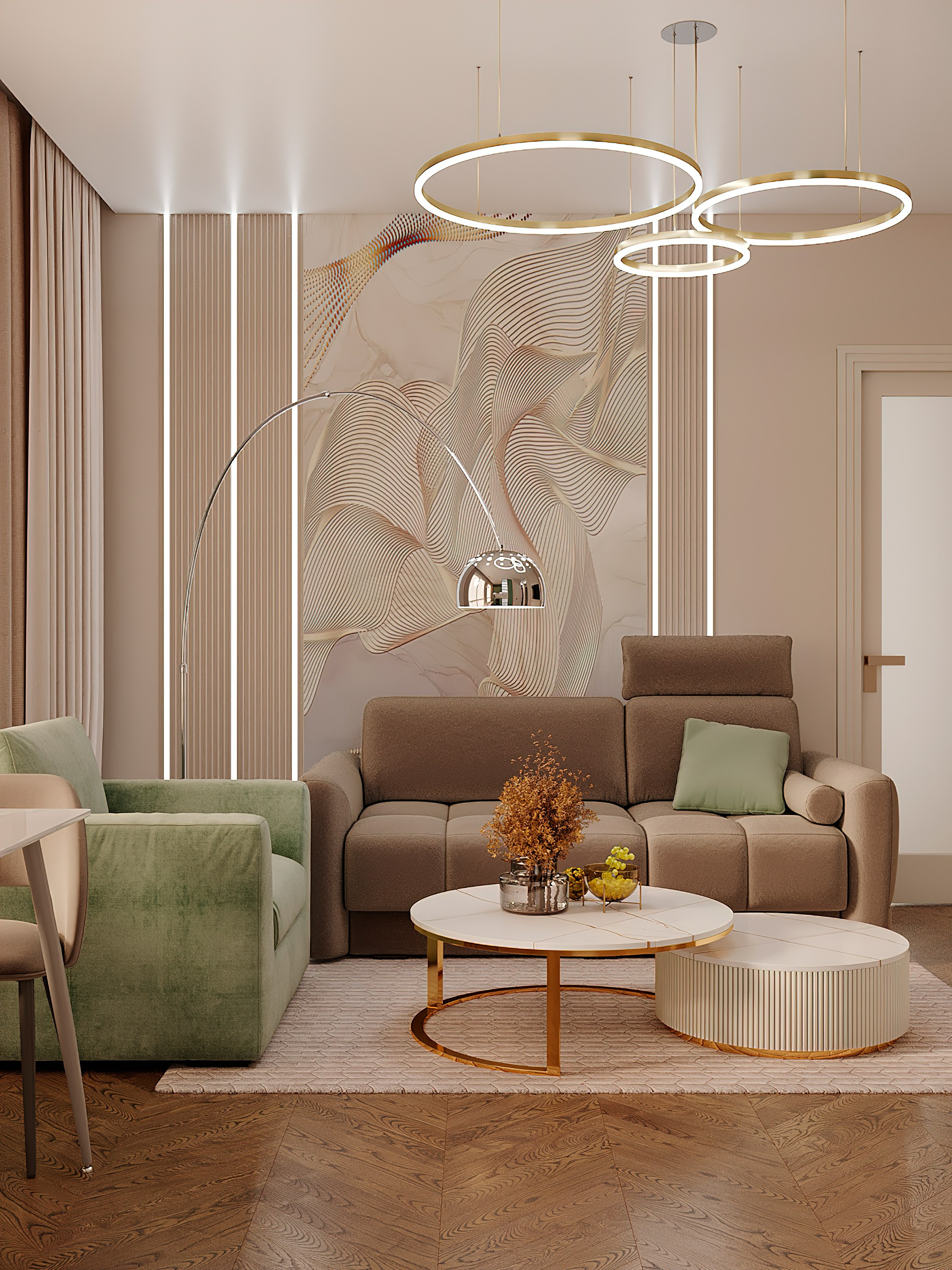 Квартира с фисташковой кухней для молодой девушки г. Москва. Батракова Наталья дизайнер интерьеров Санкт-Петербург Москва Архангель