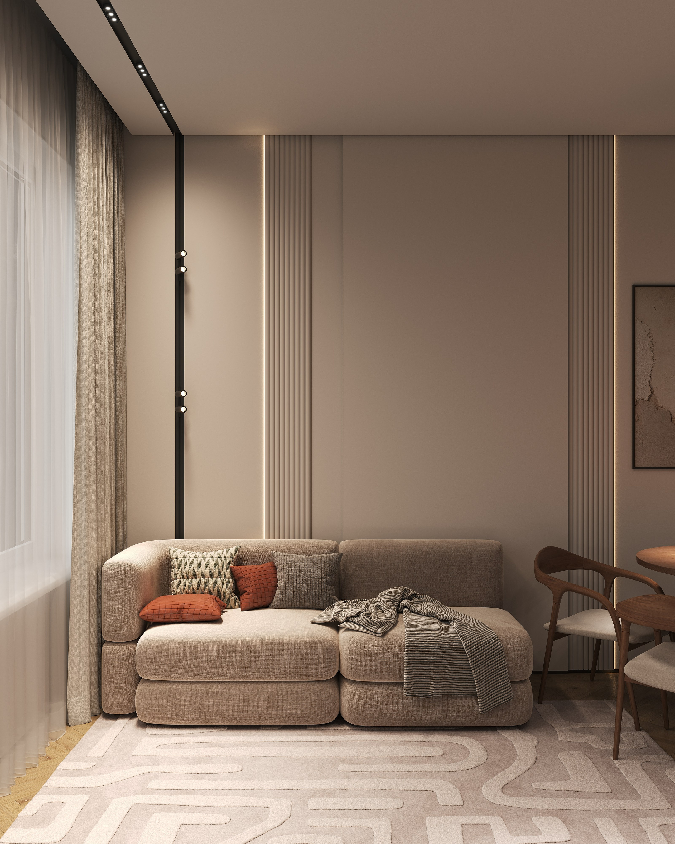 16  m² КУХНЯ-ГОСТИНАЯ. 3d визуализатор