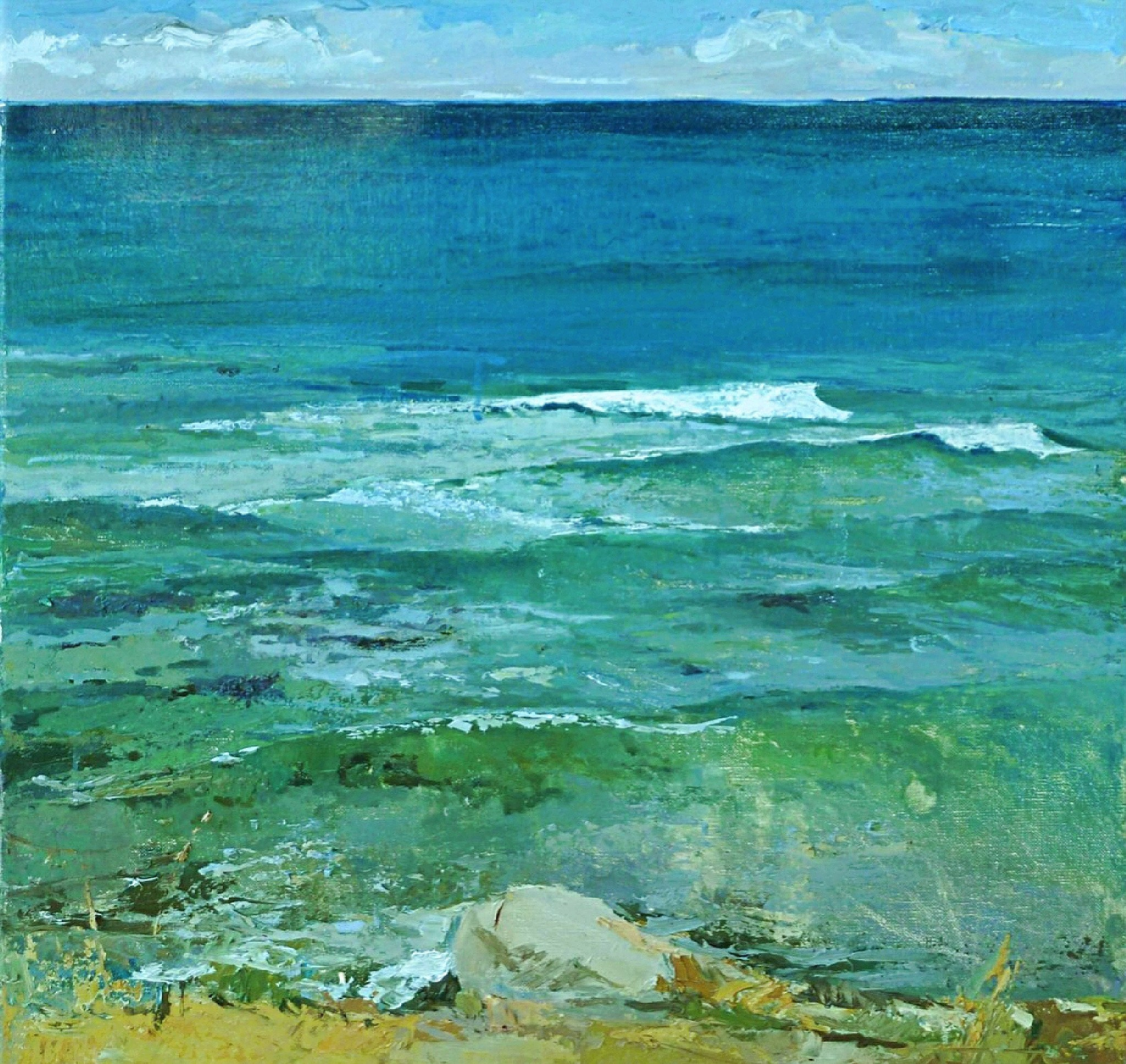 "Море в Греции" 60Х80 см Холст/масло,  2014. Продано.  Живопись, Масло, Синий, Импрессионизм 