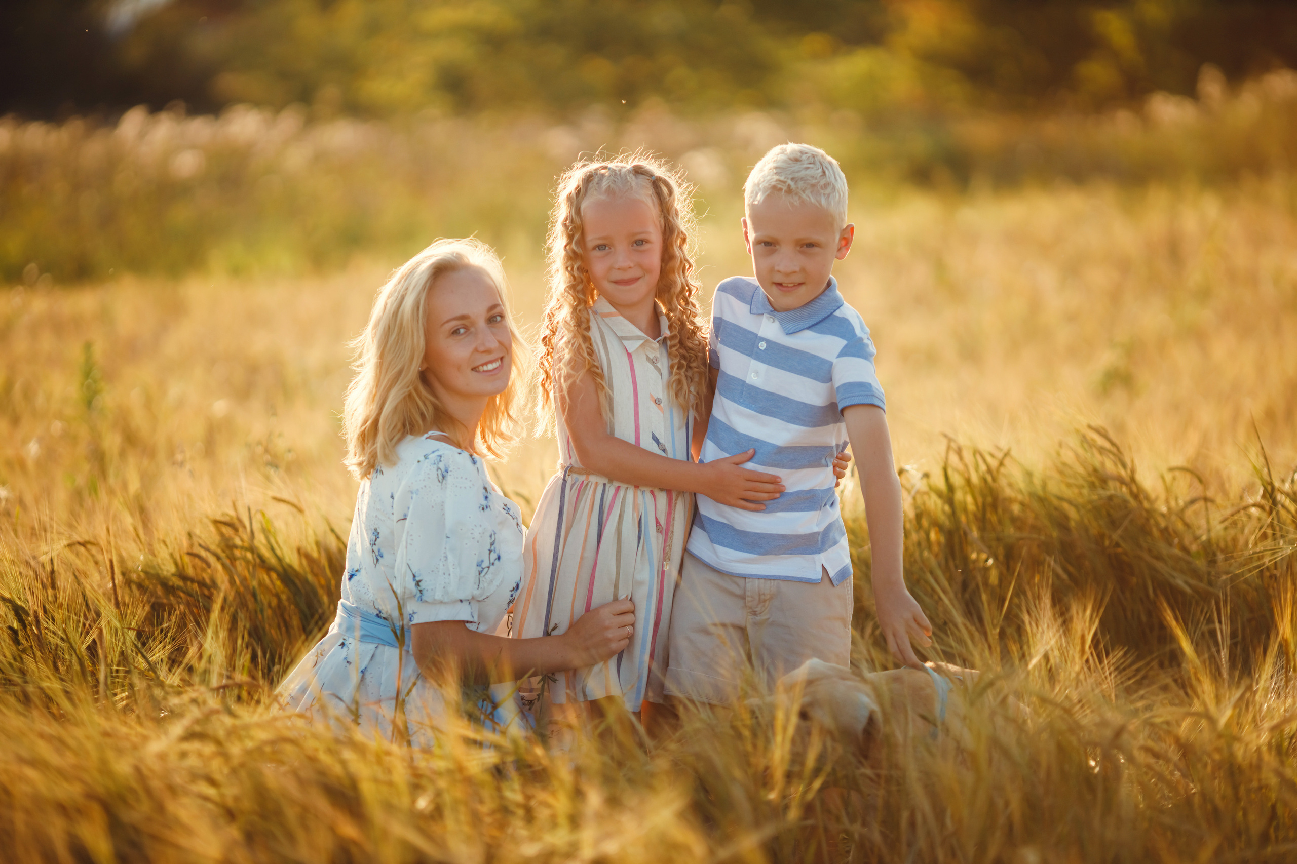 Прогулка в полях всей семьей. Фотограф новорожденных во Владимире