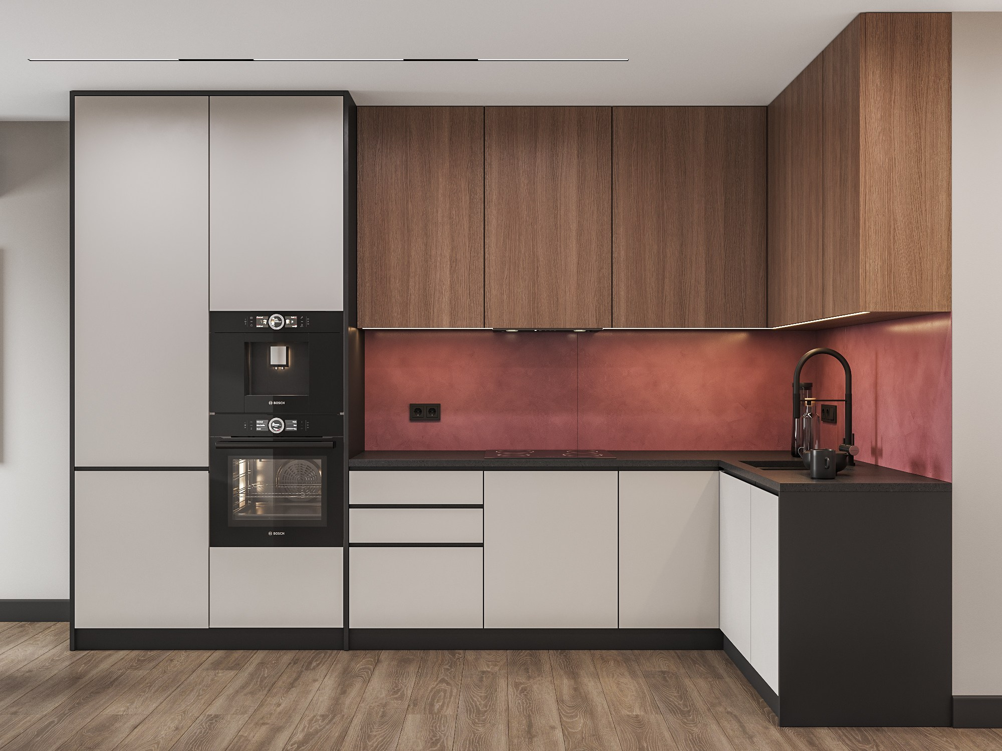 Визуализация интерьера яркой кухни