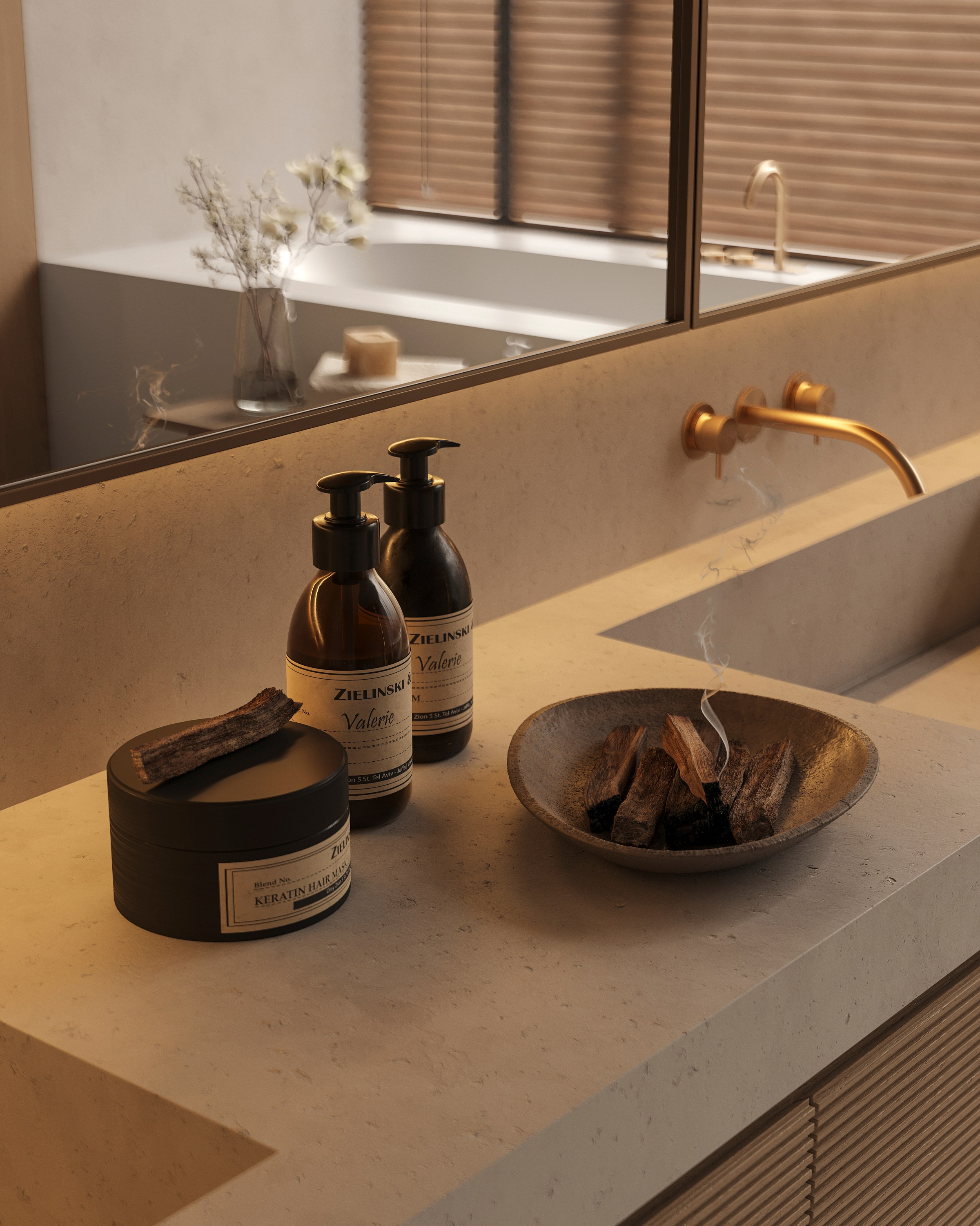 ZEN BATHROOM | SUNNY & SOFT CONCEPTS. Interior Visualization by Valerie Stetyukevich