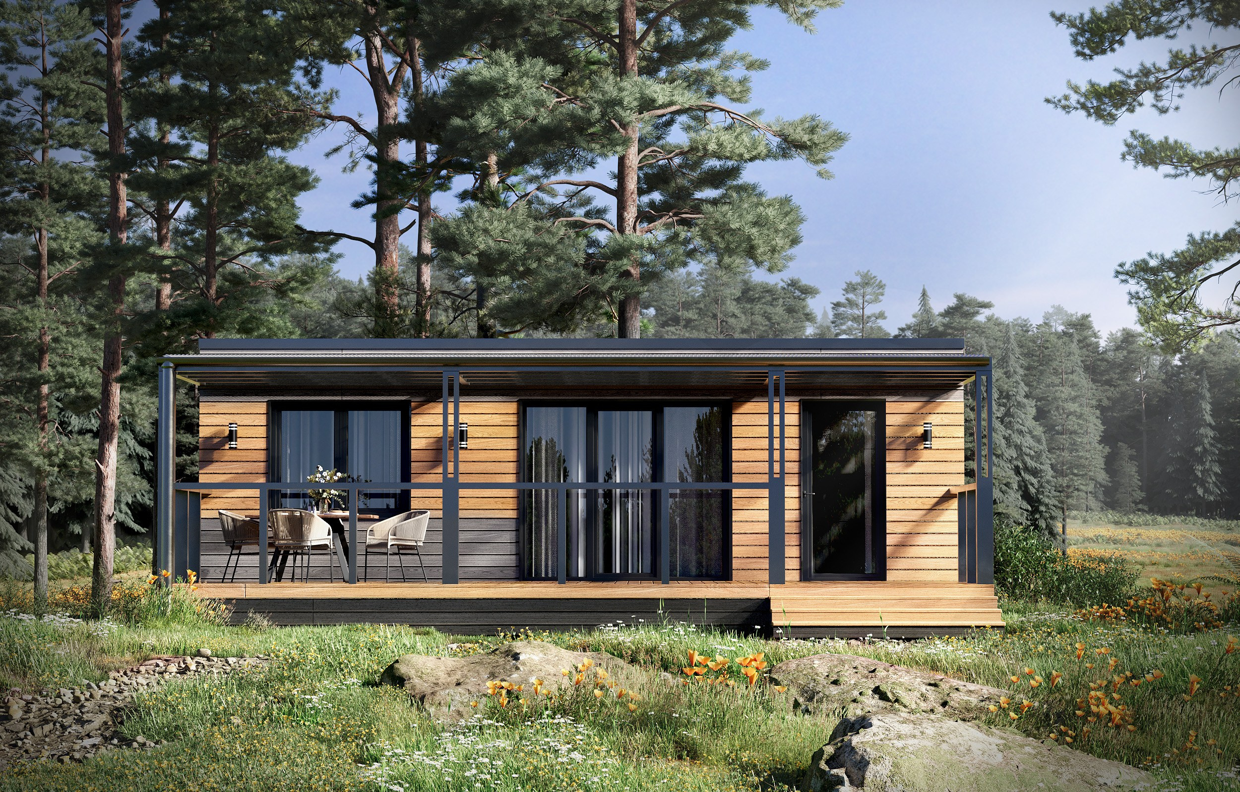 Визуализация модульного дома с ландшафтом. 3D визуализация/ Юлия Будник